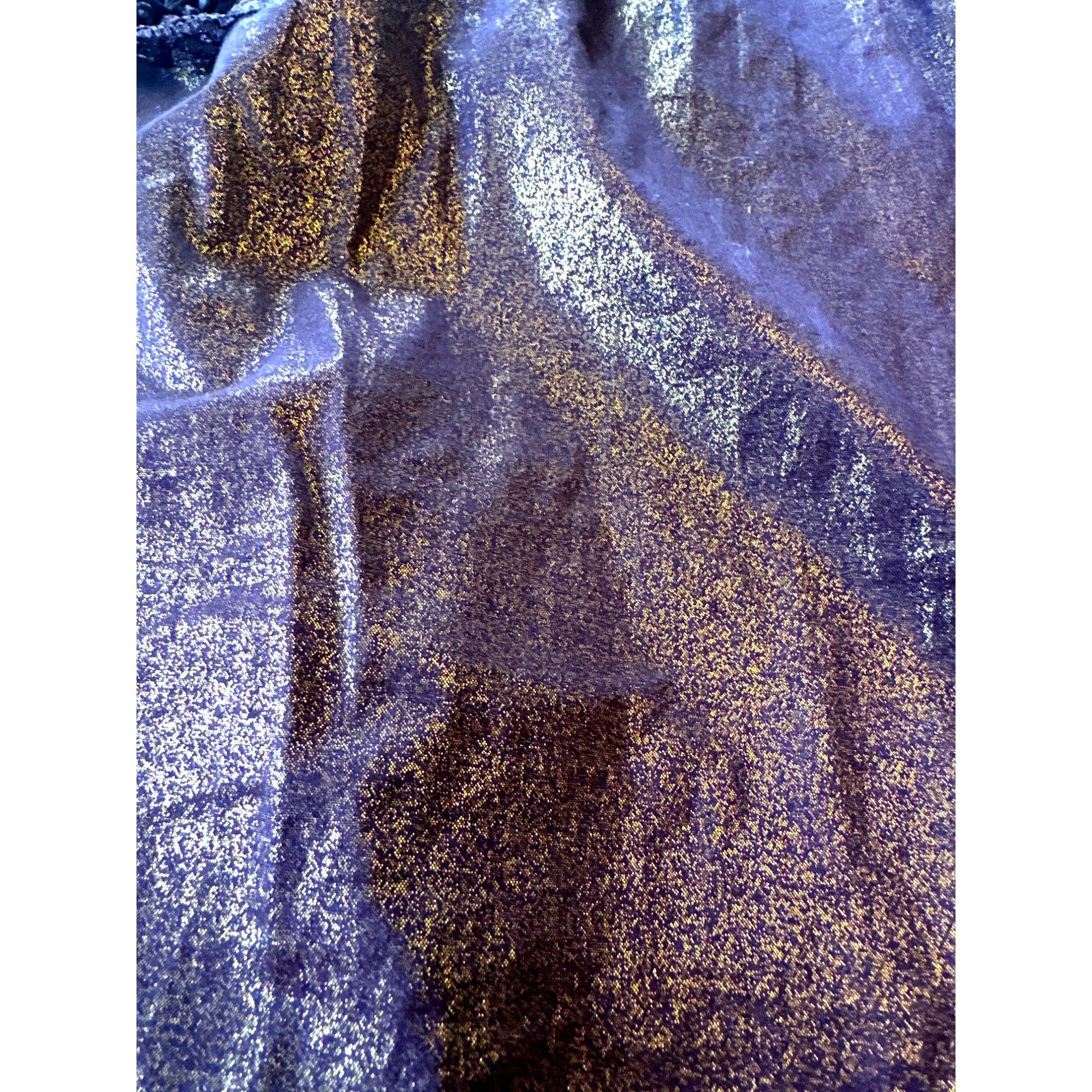 Bcbgmaxazria BCBGMAXAZRIA Metallic Purple and Gold Cotton Blouse With Lac Size M / US 6-8 / IT 42-44 - 7 Thumbnail