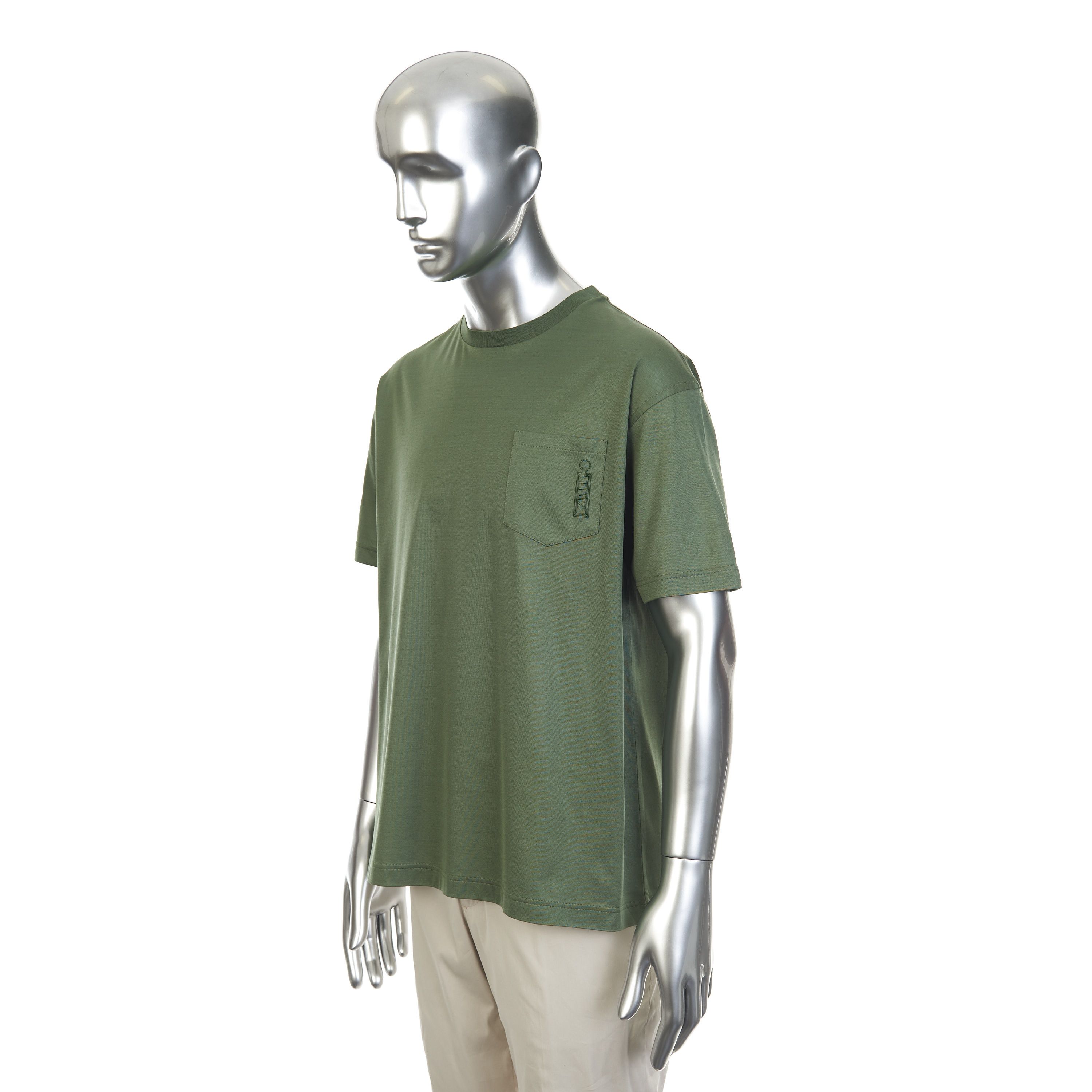 Zilli Thyme Green Zilli Chest Pocket Cotton T-Shirt Size US M / EU 48-50 / 2 - 2 Thumbnail