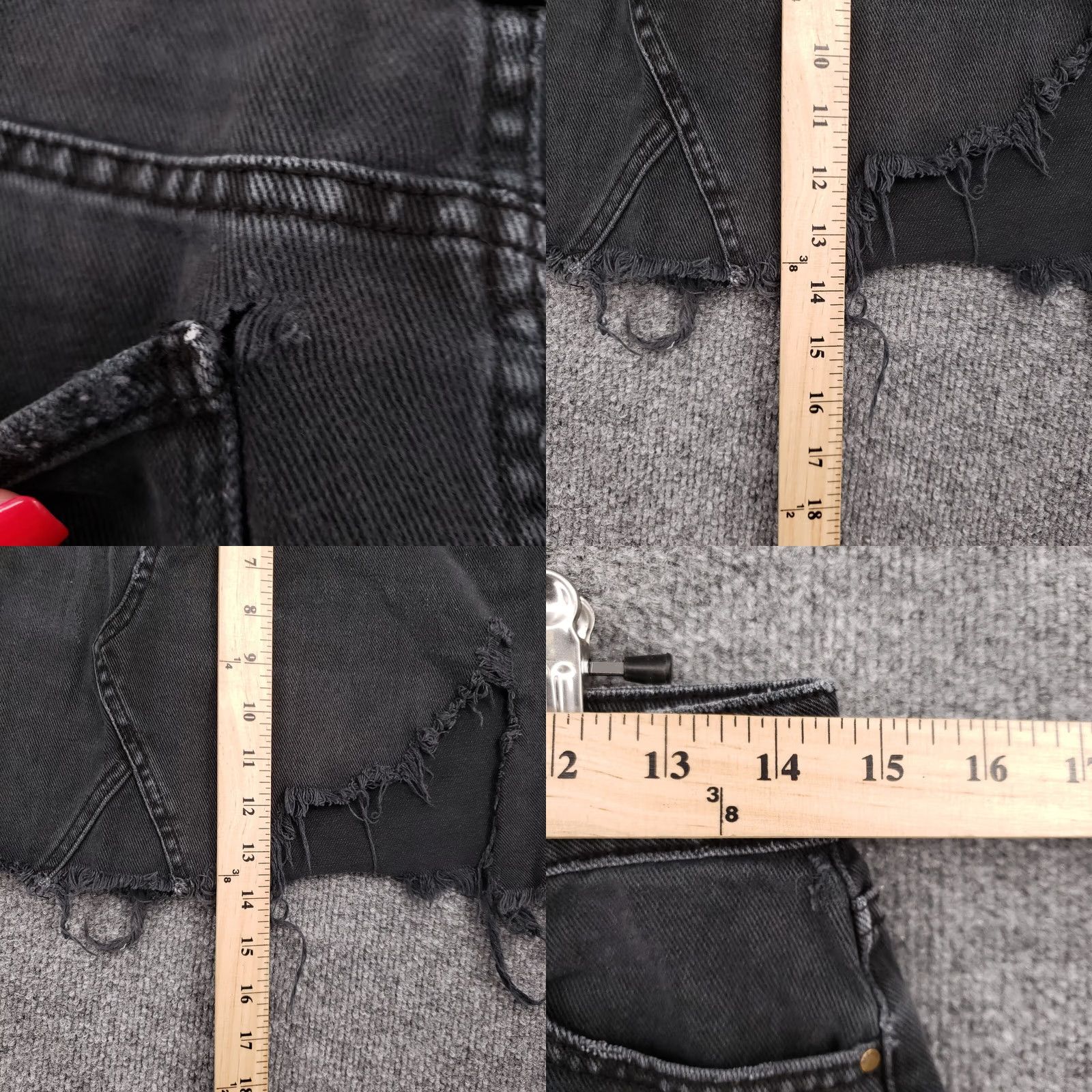 Pacsun PacSun Skirt Womens 27 Black Mini Distressed Flat Front Dark Wash Denim Cotton Button Zipper Pockets Size 27" / US 4 / IT 40 - 8 Thumbnail