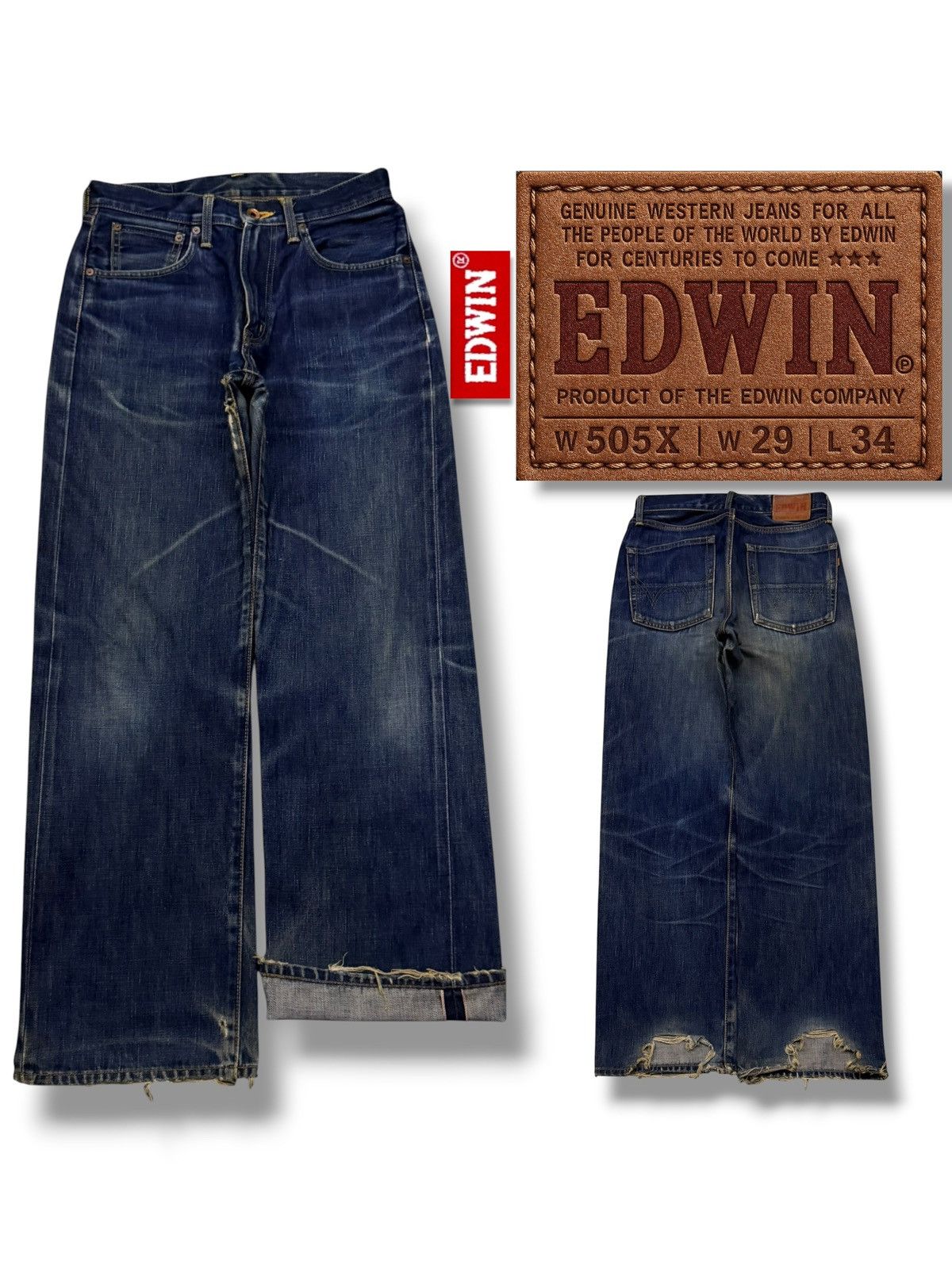 Vintage Edwin 505X Selvedge Denim Jeans Japan | Wide Leg W29