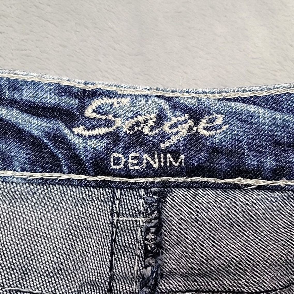 Denime Sage Jeans Womens 34 Blue Faded Denim Bootcut Bedazzled Stretch Western Cowboy Size 24" / US 00 / IT 34 - 4 Thumbnail