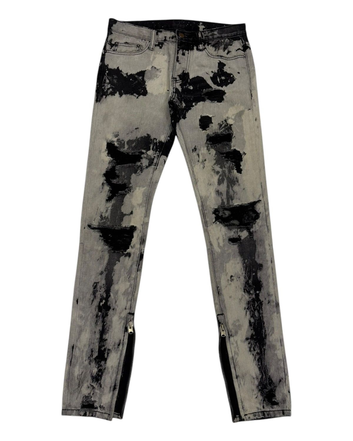 If Six Was Nine × MNML × Yasuyuki Ishii RARE MNML ACID WASH BLACK GRAY ZIPPER LEG SKINNY JEANS Size US 32 / EU 48 - 6 Thumbnail