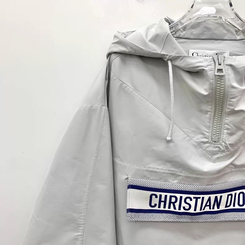 Dior Dior Greyish-white floral printed hooded drawstring semi-z Size S / US 4 / IT 40 - 3 Thumbnail
