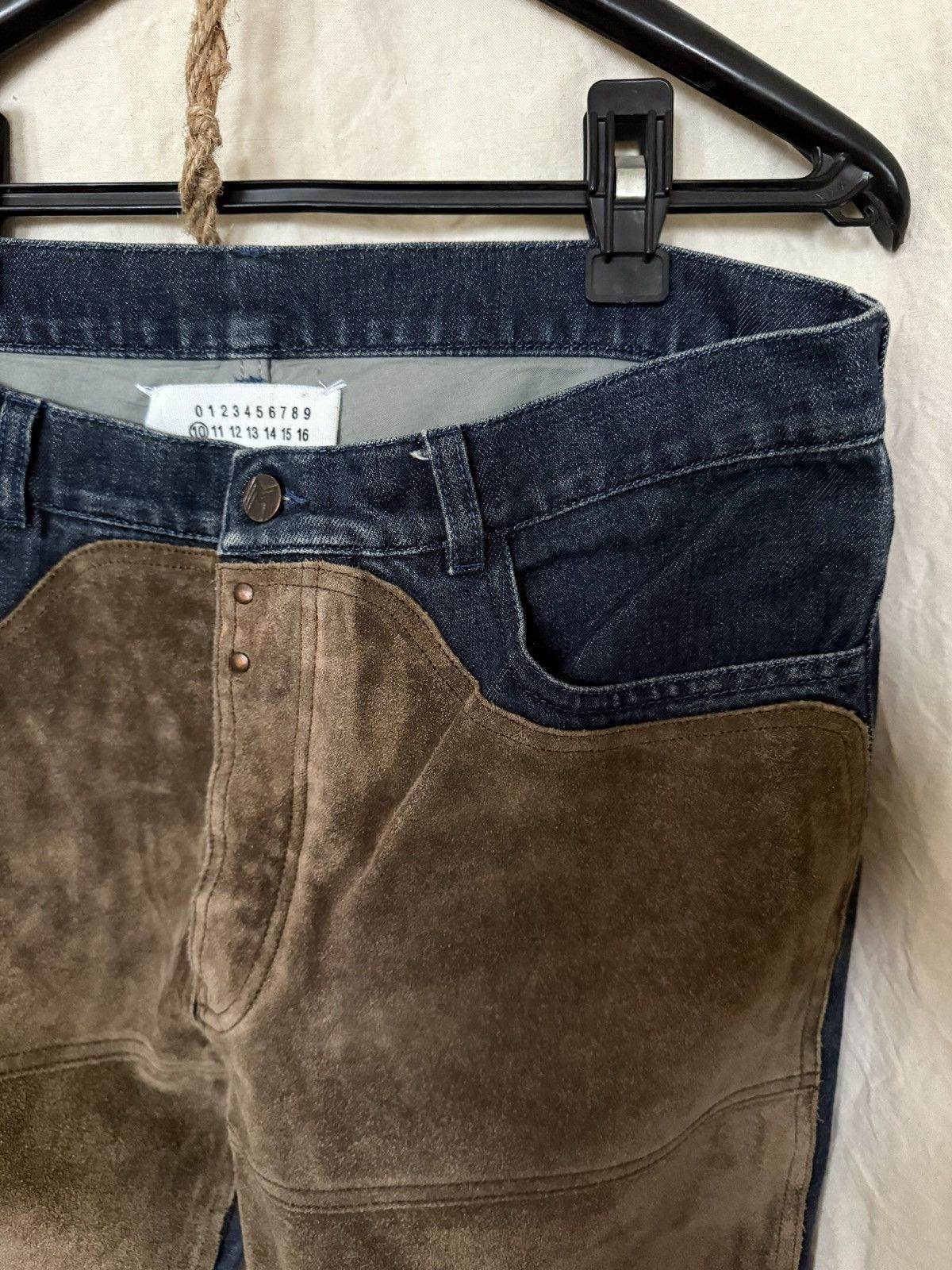 Maison Margiela Maison Margiela Suede and Denim straight jeans Size US 33 - 4 Thumbnail