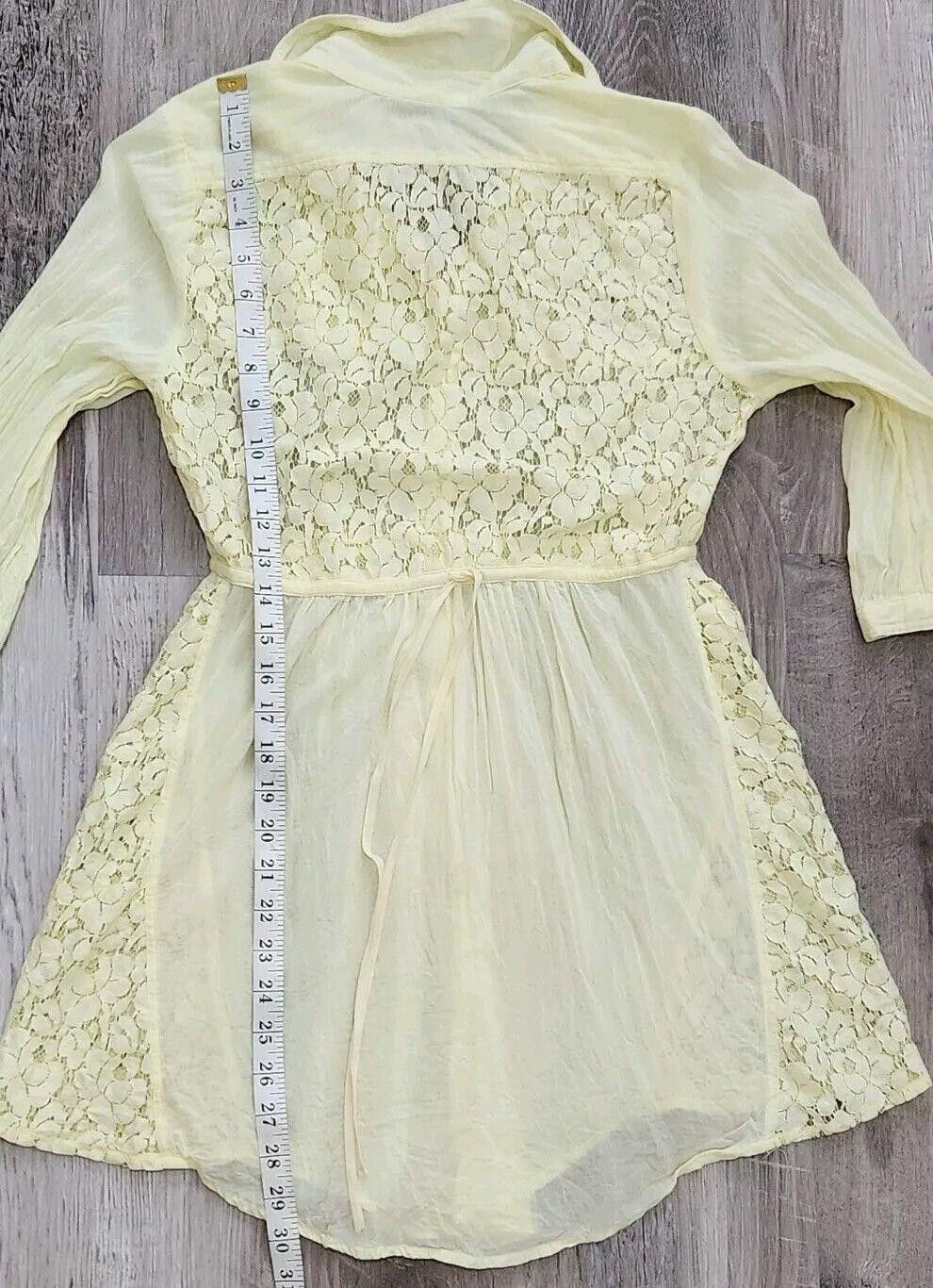 Free People Free People Tunic Top Size 6 Pale Yellow Lace Back 3/4 Size M / US 6-8 / IT 42-44 - 7 Thumbnail
