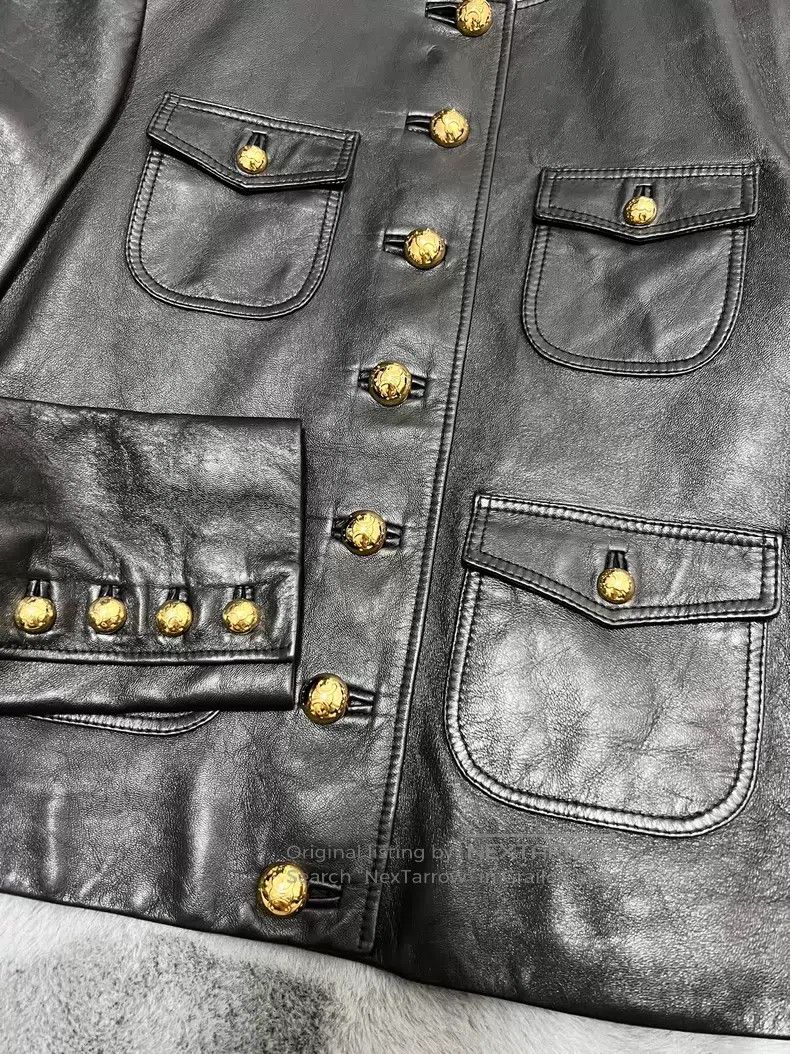 Celine Celine Gold Buckle Leather Jacket Size XXS / US 00 / IT 34 - 3 Thumbnail