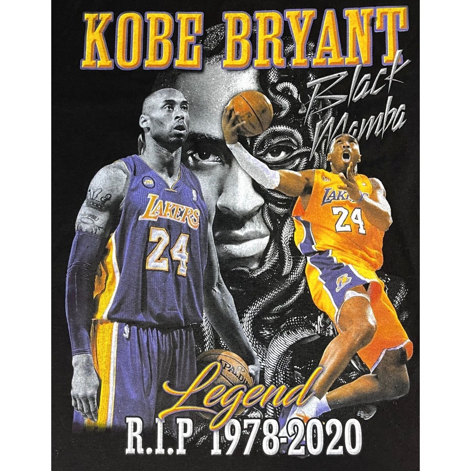 Vintage Kobe Bryant Black Mamba Legend R.I.P. 1978-2020 T-Shirt Size M Black Mens Shirt Size US M / EU 48-50 / 2 - 3 Thumbnail