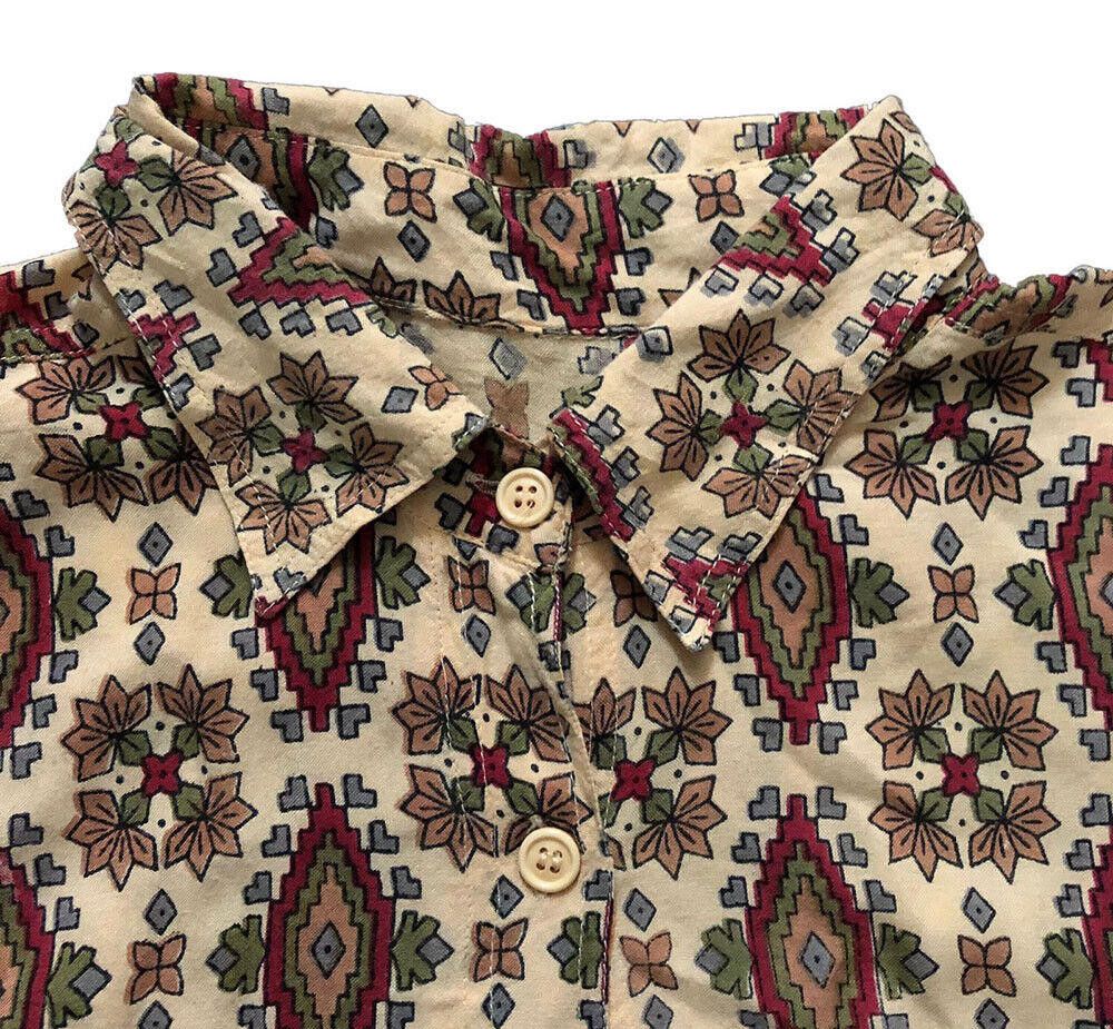 Designer New Hippie Bohemian Beige Print Shirt M Size M / US 6-8 / IT 42-44 - 5 Thumbnail