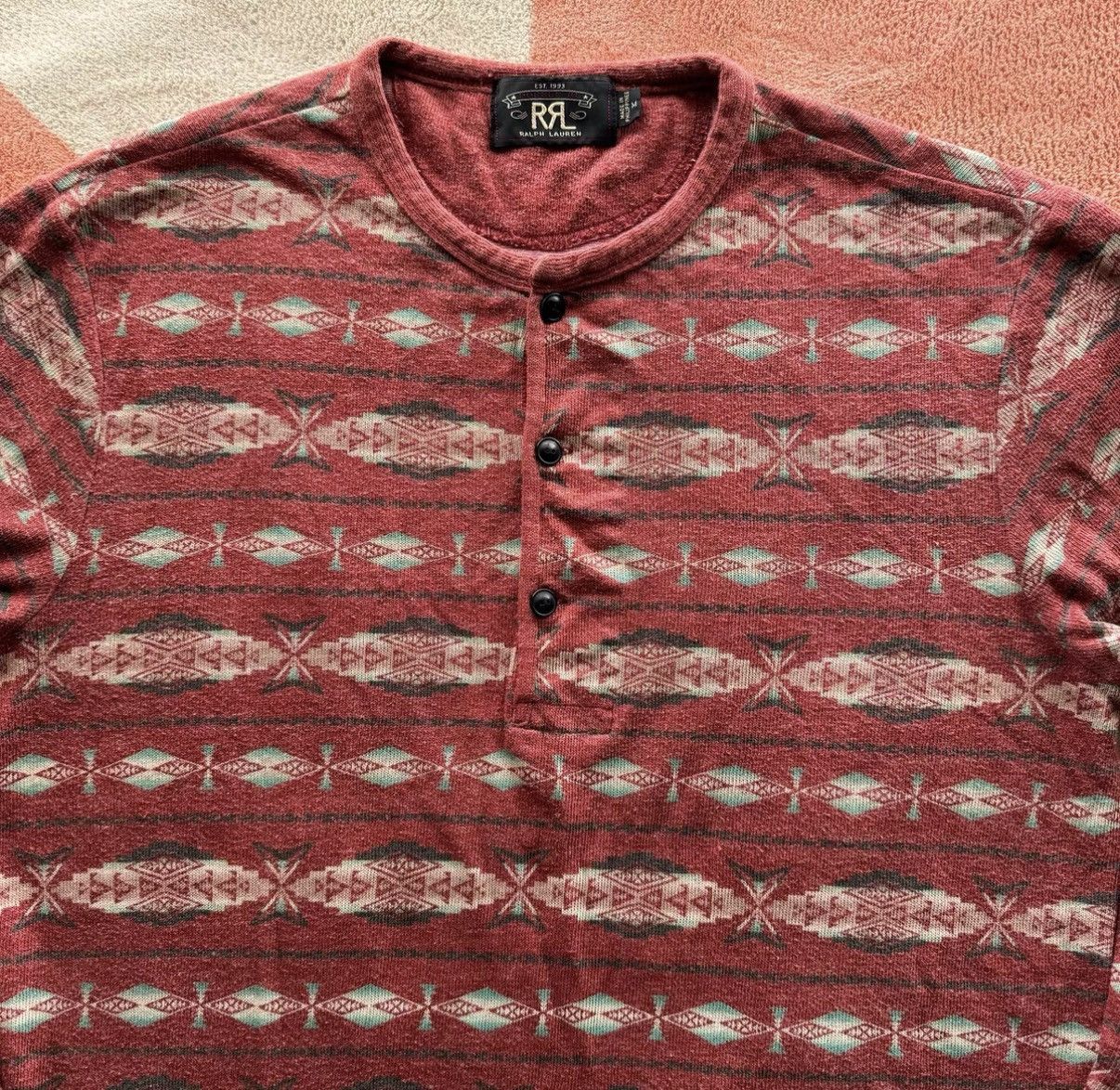 RRL Ralph Lauren Southwestern Henley Sweatshirt Ralph Lauren Double RL K22 Size US M / EU 48-50 / 2 - 2 Thumbnail