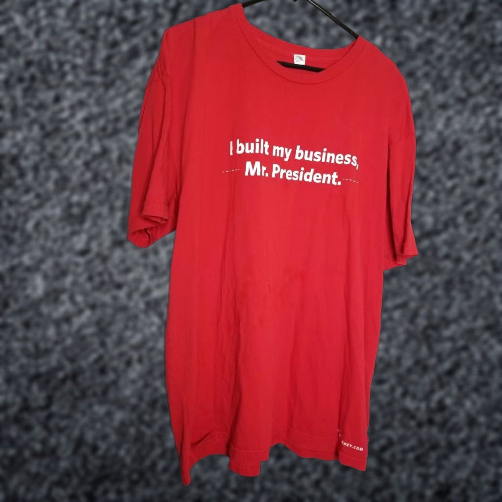 Doublet Royal Apparel Mens 3XL MITT ROMNEY I Built my Business Double Sided Quote T Shirt Red Mens Size US XXL / EU 58 / 5 - 1 Thumbnail