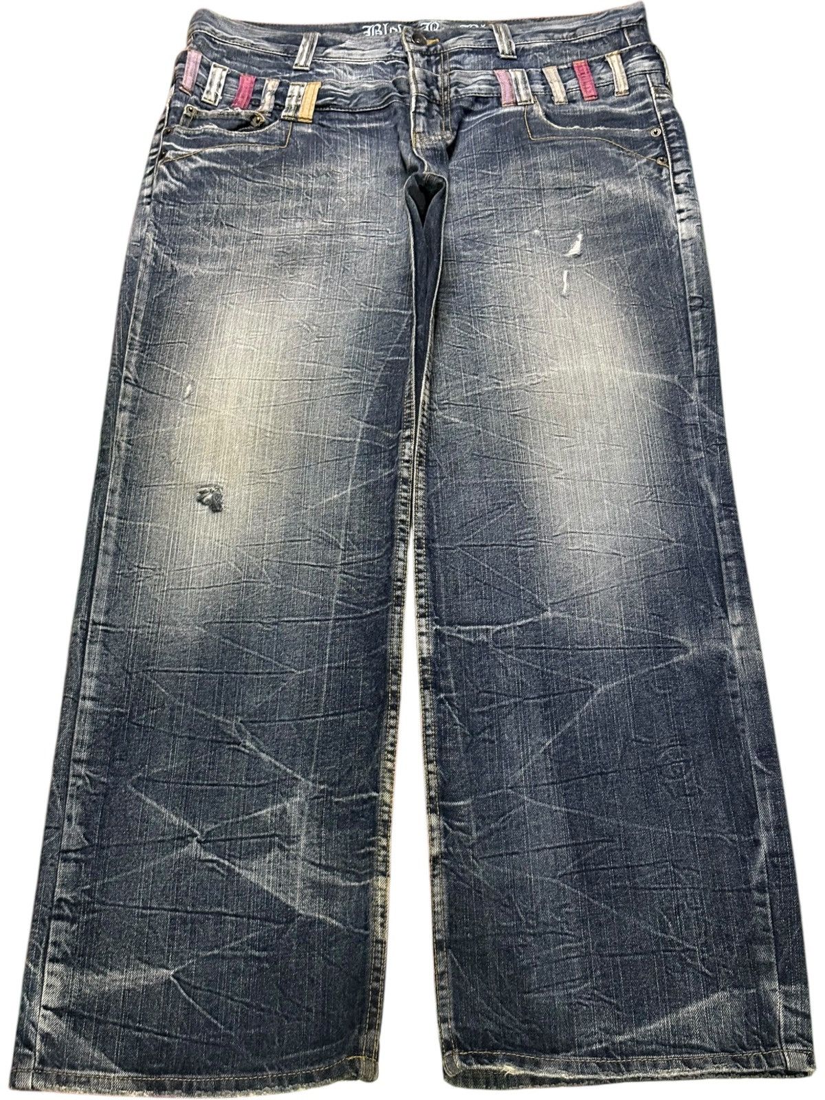 Japanese Brand Vintage Blow By Blue Rusty Wash Double Waist Baggy Jeans Size US 36 / EU 52 - 1 Thumbnail