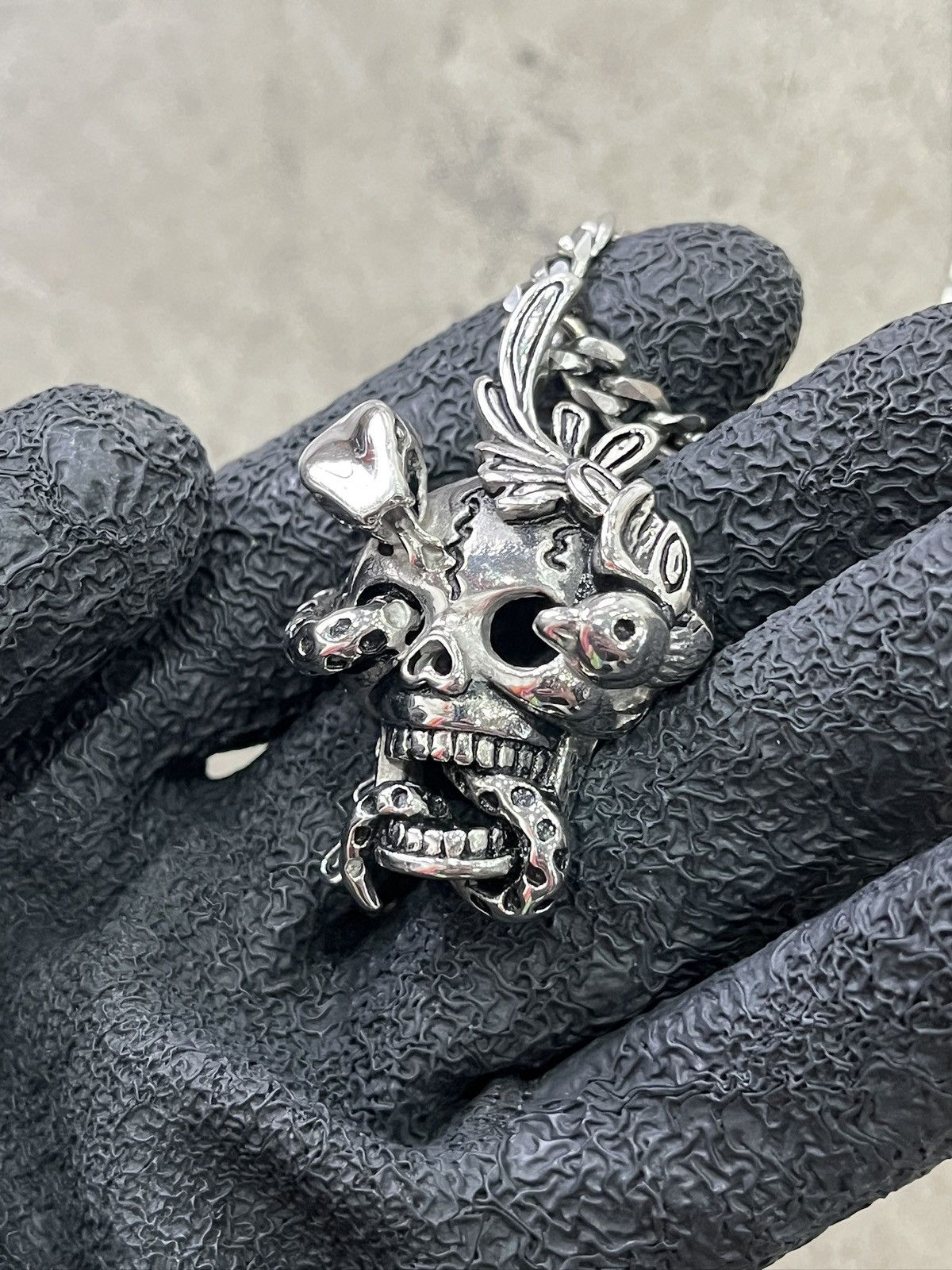Other Vintage Silver Gothic Skull Chain (unisex) Size ONE SIZE - 6 Thumbnail