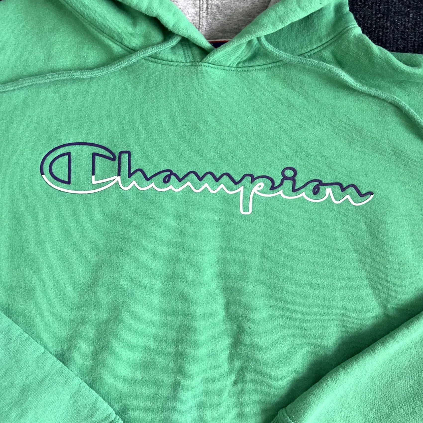 Champion Champion Hoodie Mens Medium Green Logo Fleece Pullover Sweatshirt Athletic Size US M / EU 48-50 / 2 - 2 Thumbnail