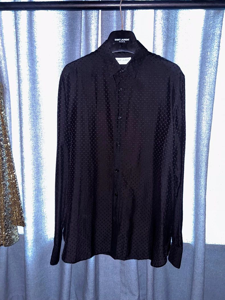 Saint Laurent Paris Saint Laurent Paris 2014SS Dark Rib Polka Dot Shirt Size US XXS / EU 40 - 1 Thumbnail