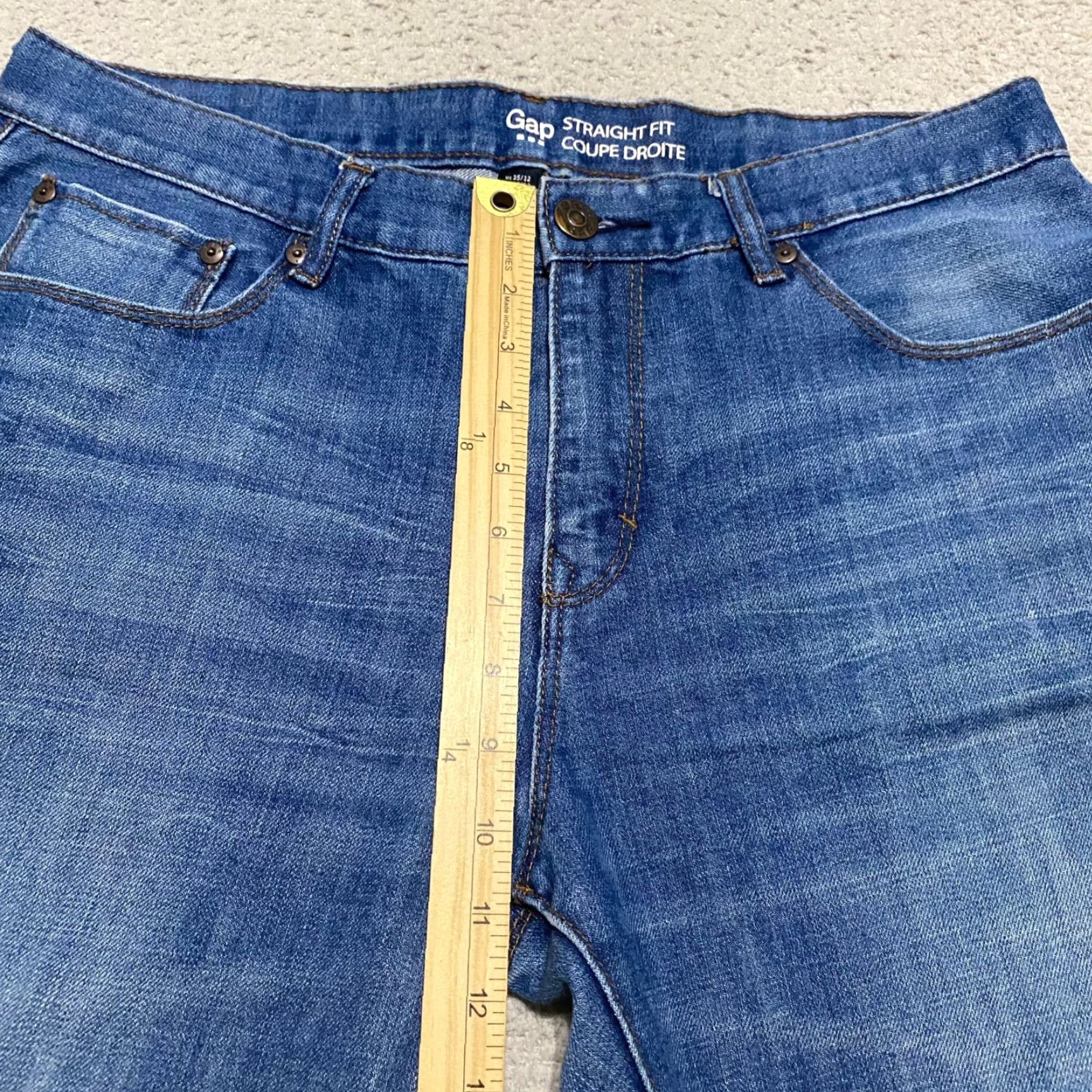 Gap Gap Mens Jeans 35x32 Blue Denim Straight Leg Mid Rise Medium Wash Size US 35 - 7 Thumbnail
