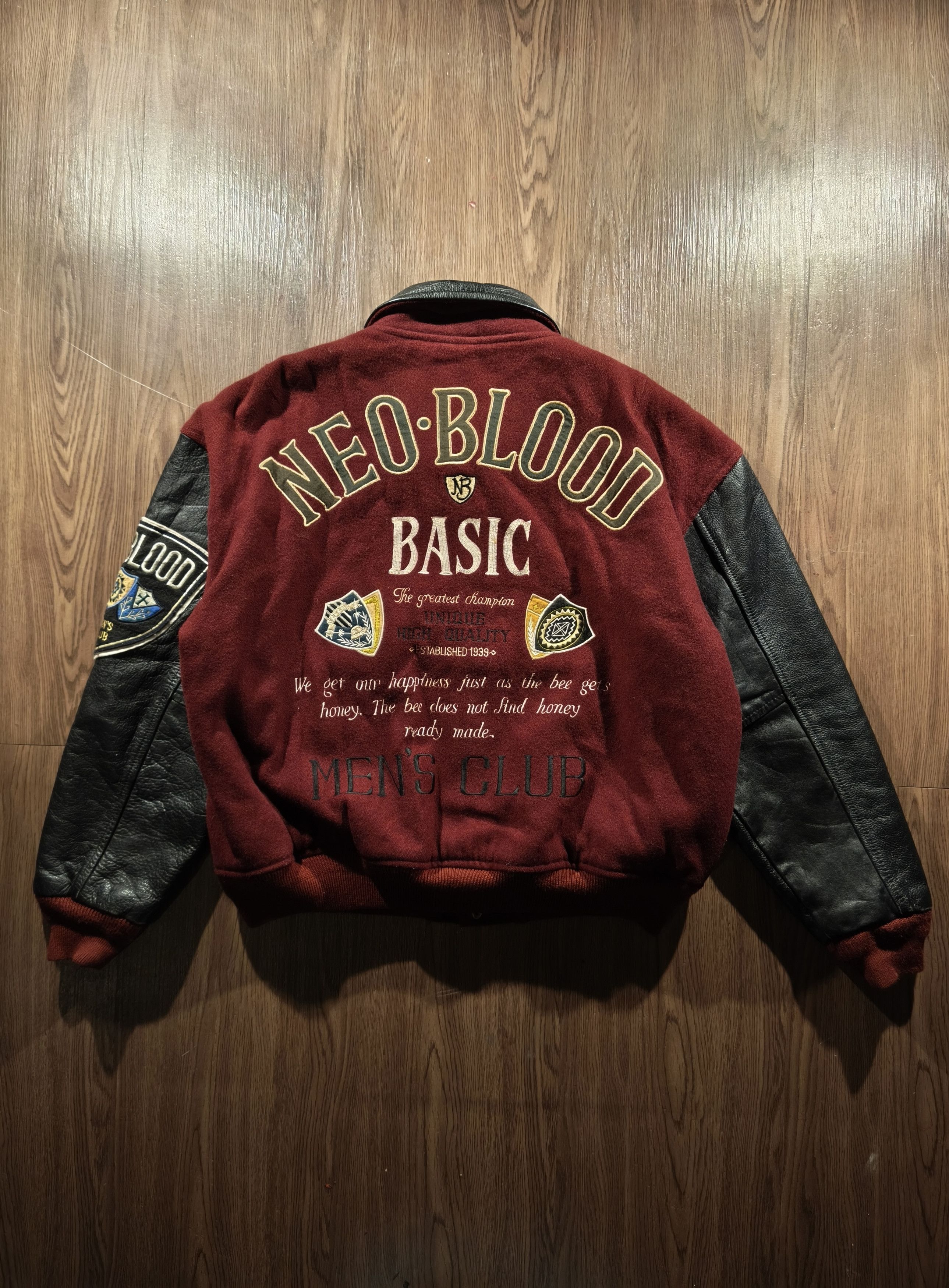 Other Vintage Neo Blood Mix Wool Leather Varsity Jacket Size US XL / EU 56 / 4 - 1 Thumbnail