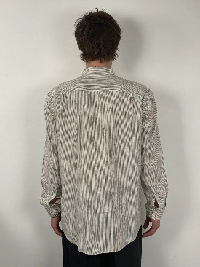 Issey Miyake Issey Miyake White Striped Officier Collar Shirt Size US L / EU 52-54 / 3 - 3 Thumbnail