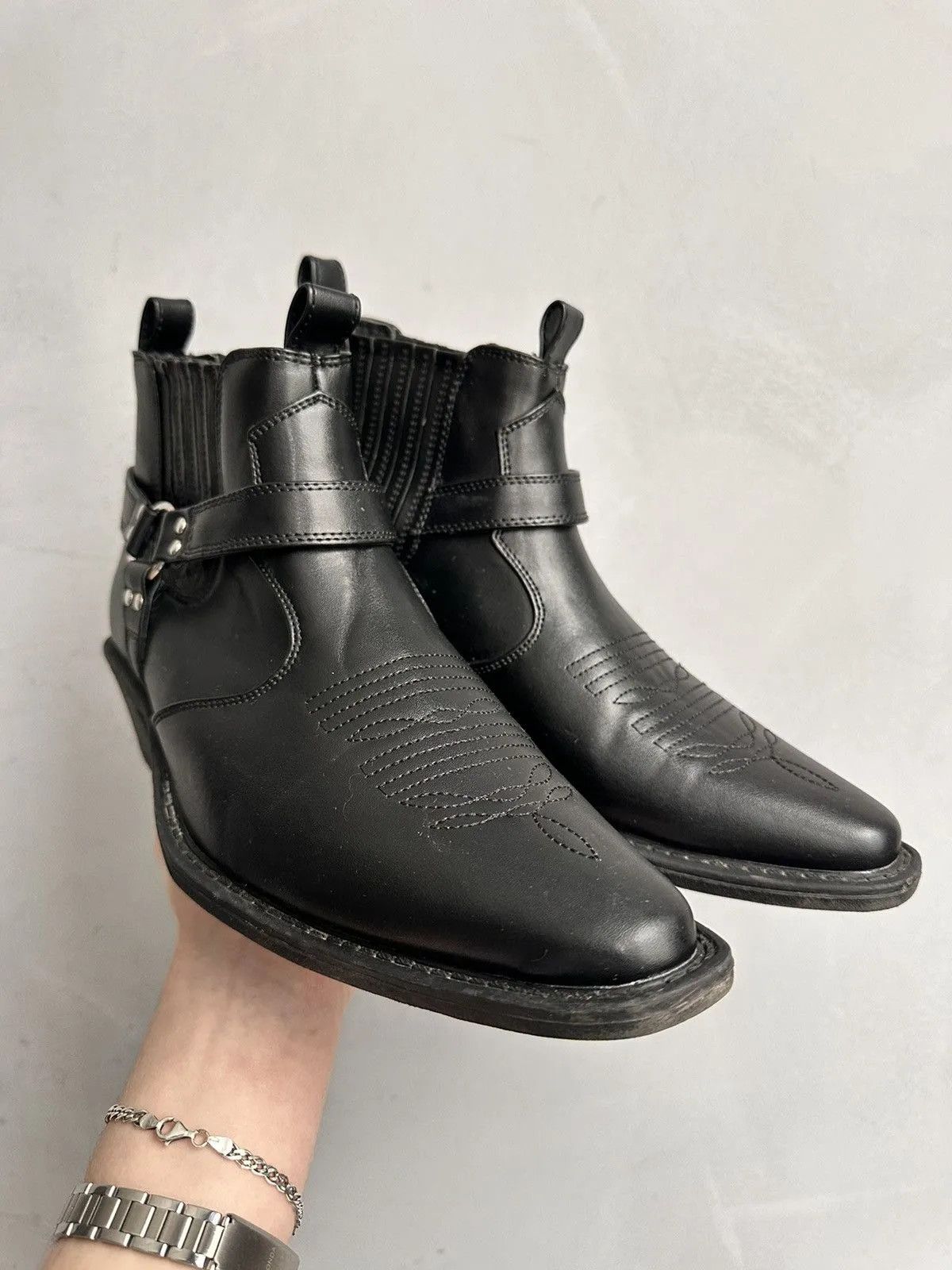 Western Rise VINTAGE BOOTS LEATHER AS 98 COWBOYS GUIDI WESTERN STYLE GOA Size US 7.5 / EU 40-41 - 3 Thumbnail