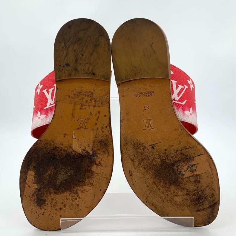 Louis Vuitton Louis Vuitton Red gradient leather flip-flops with logo sa Size US 6.5 / IT 36.5 - 5 Thumbnail