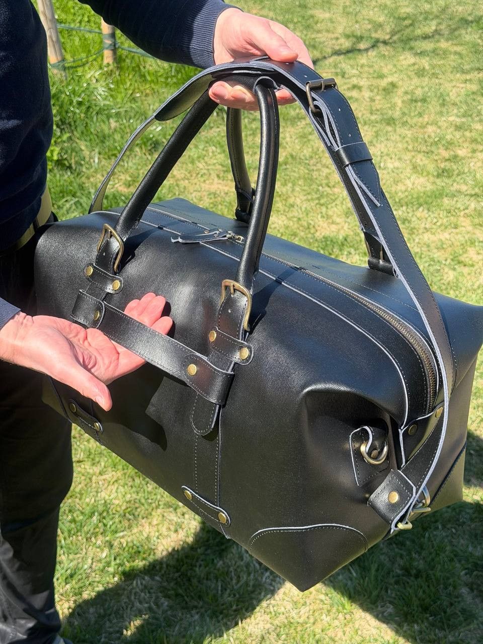 Handmade Genuine leather travel bag. Duffel Bag. Weekender Size ONE SIZE - 2 Thumbnail