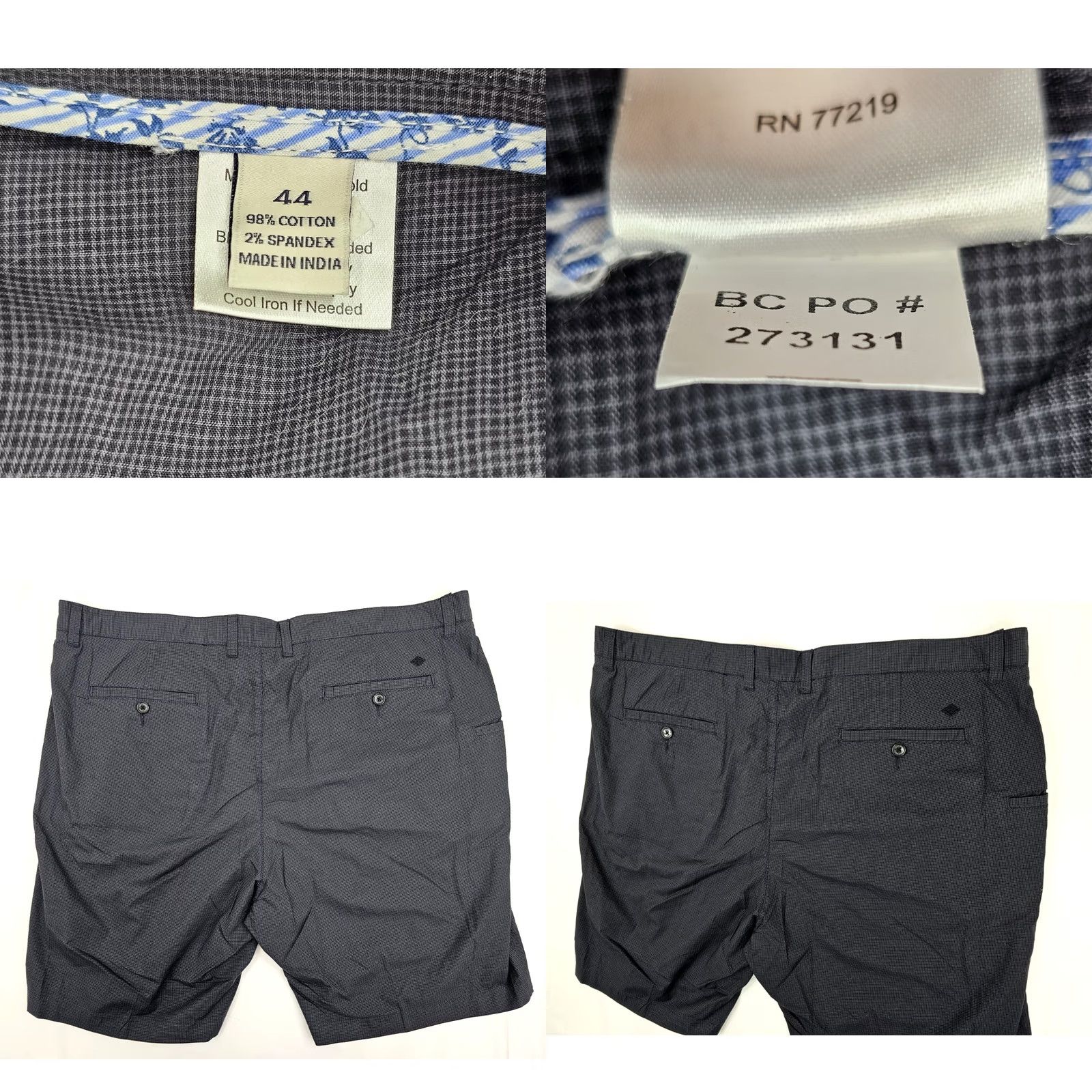 Joseph Abboud Joseph Abboud Flat Front Gingham Shorts Men 44 Black Gray NWT Inseam 9.5" Summer Casual Chino Moderate Fit Mens Size US 44 / EU 60 - 8 Thumbnail