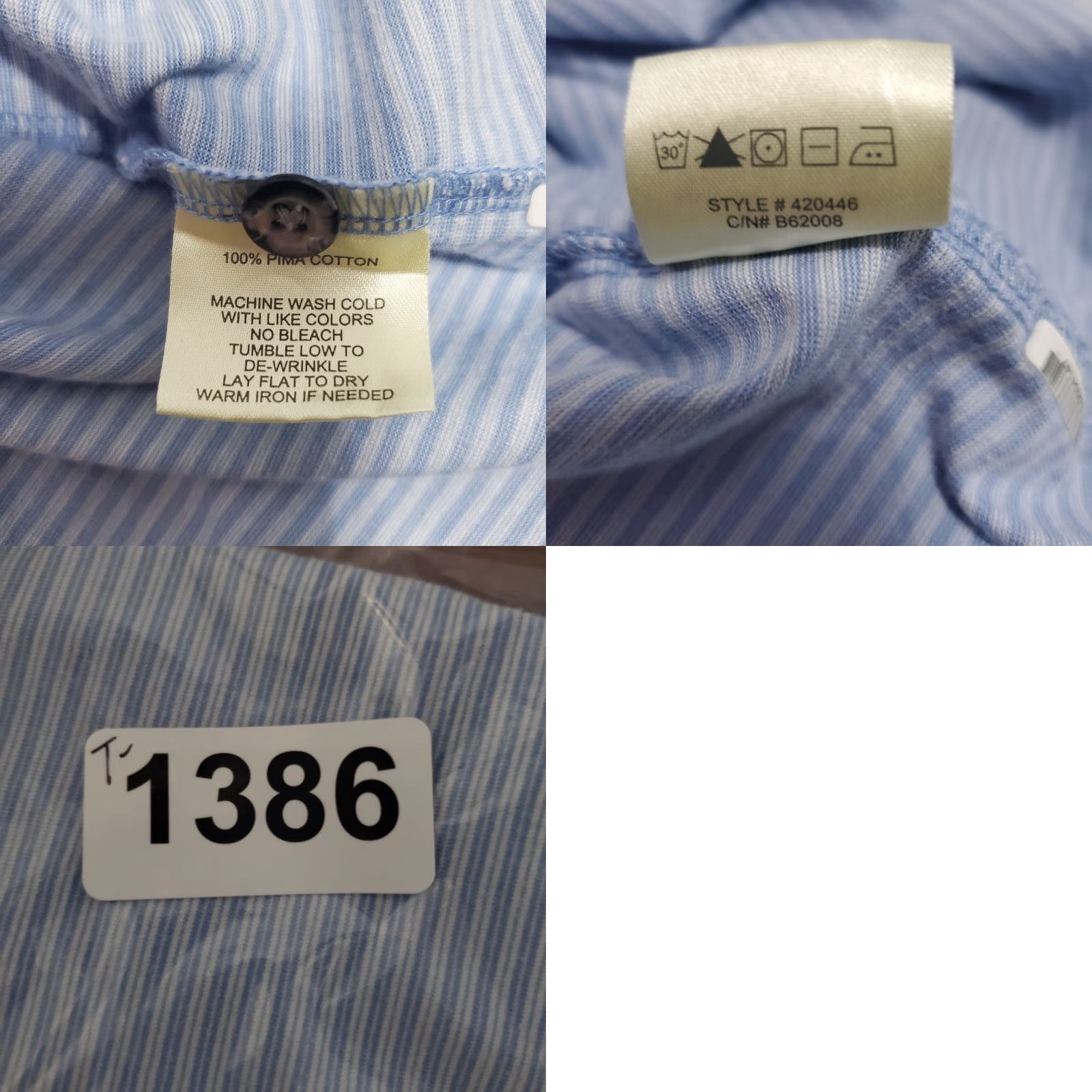 Vintage Robert Barakett Montreal Polo Shirt Men XL Blue White Striped Pima Cotton Casual Shirt Size US XL / EU 56 / 4 - 8 Thumbnail