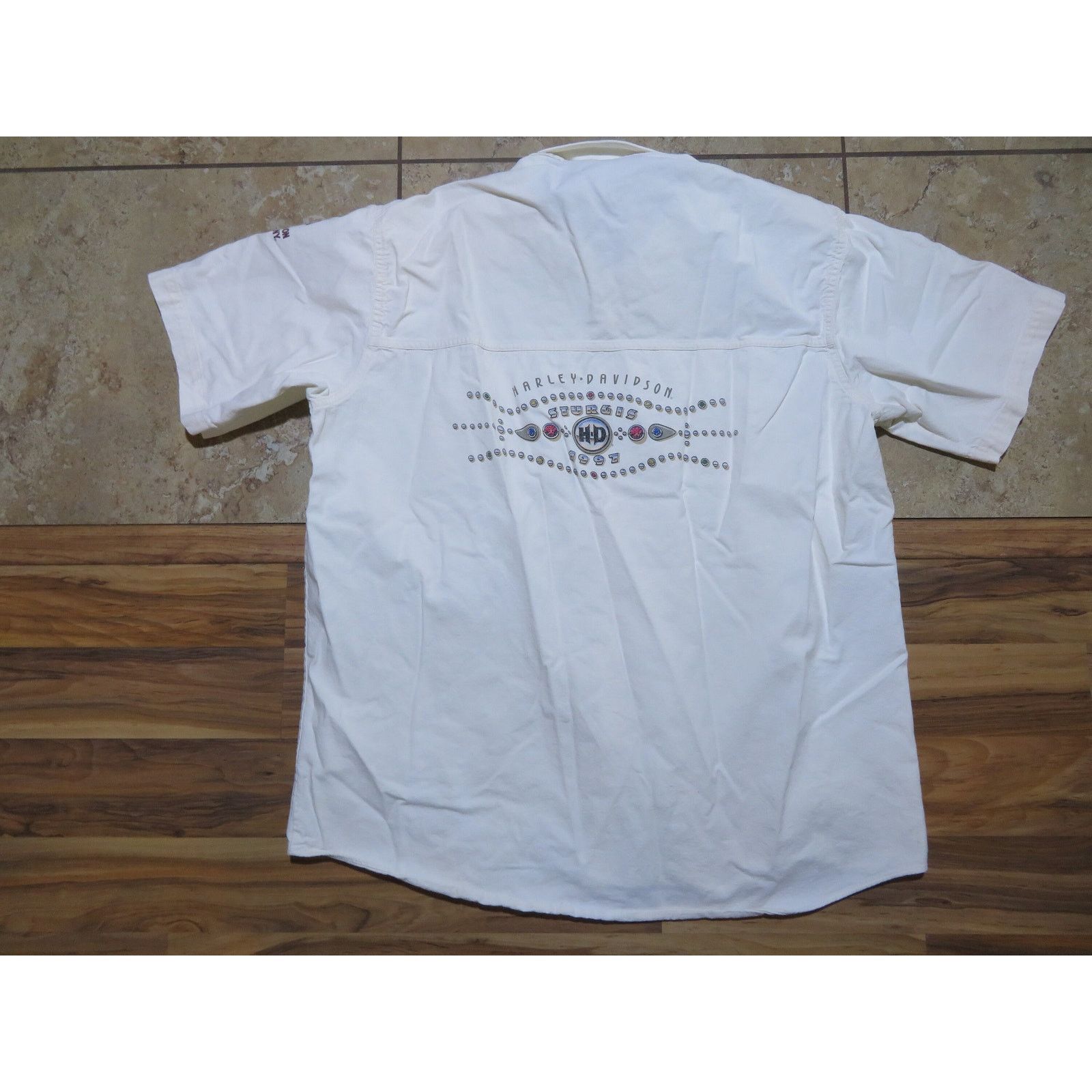 Harley Davidson Harley Davidson Sturgis 1997 Shirt Short Sleeve White Sz 2XL Size US XXL / EU 58 / 5 - 1 Thumbnail
