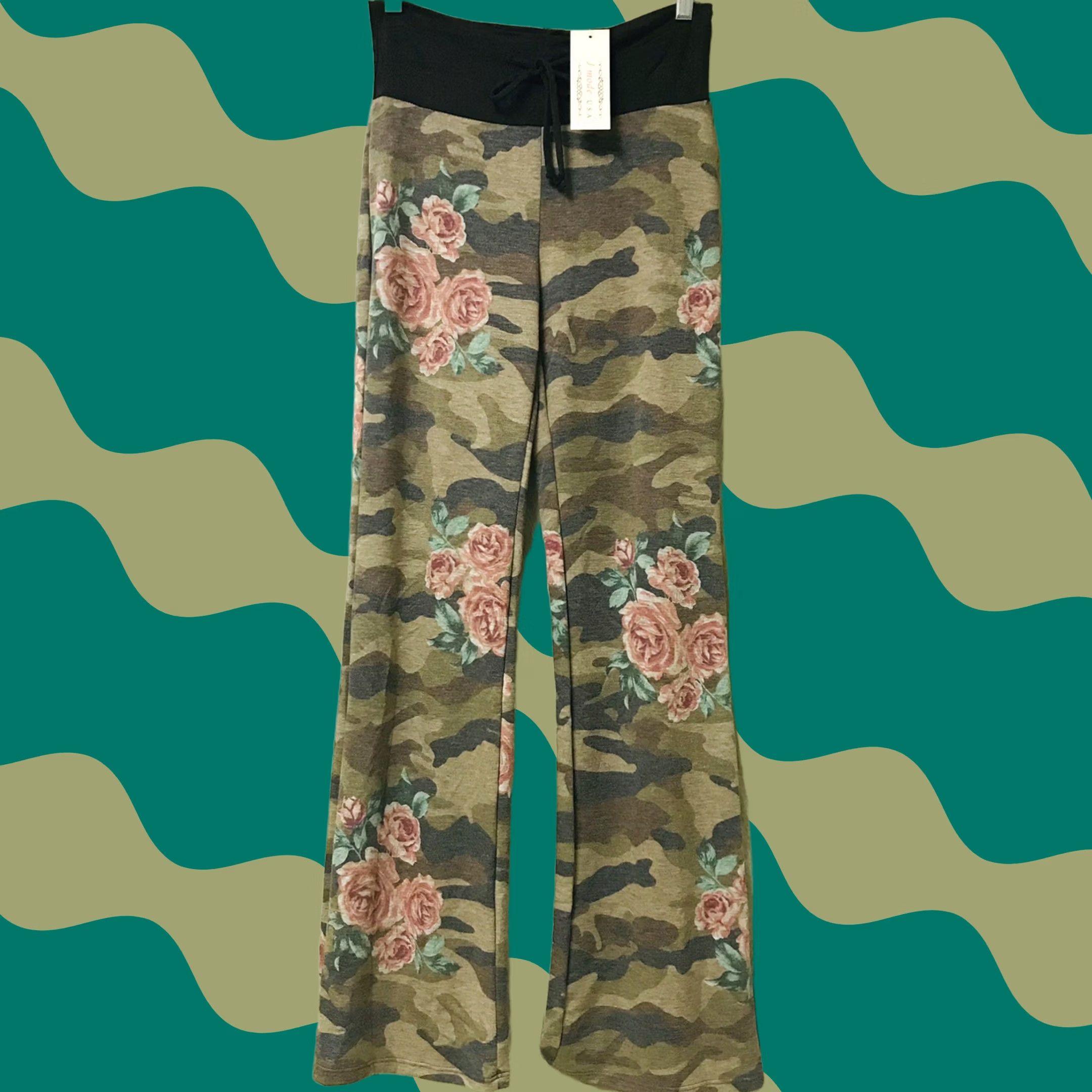 Vintage VINTAGE J Mode USA Women Army Camouflage Floral Roses Stretch High-Waist Pull On Casual Pants M Size 32" / US 10 / IT 46 - 1 Thumbnail