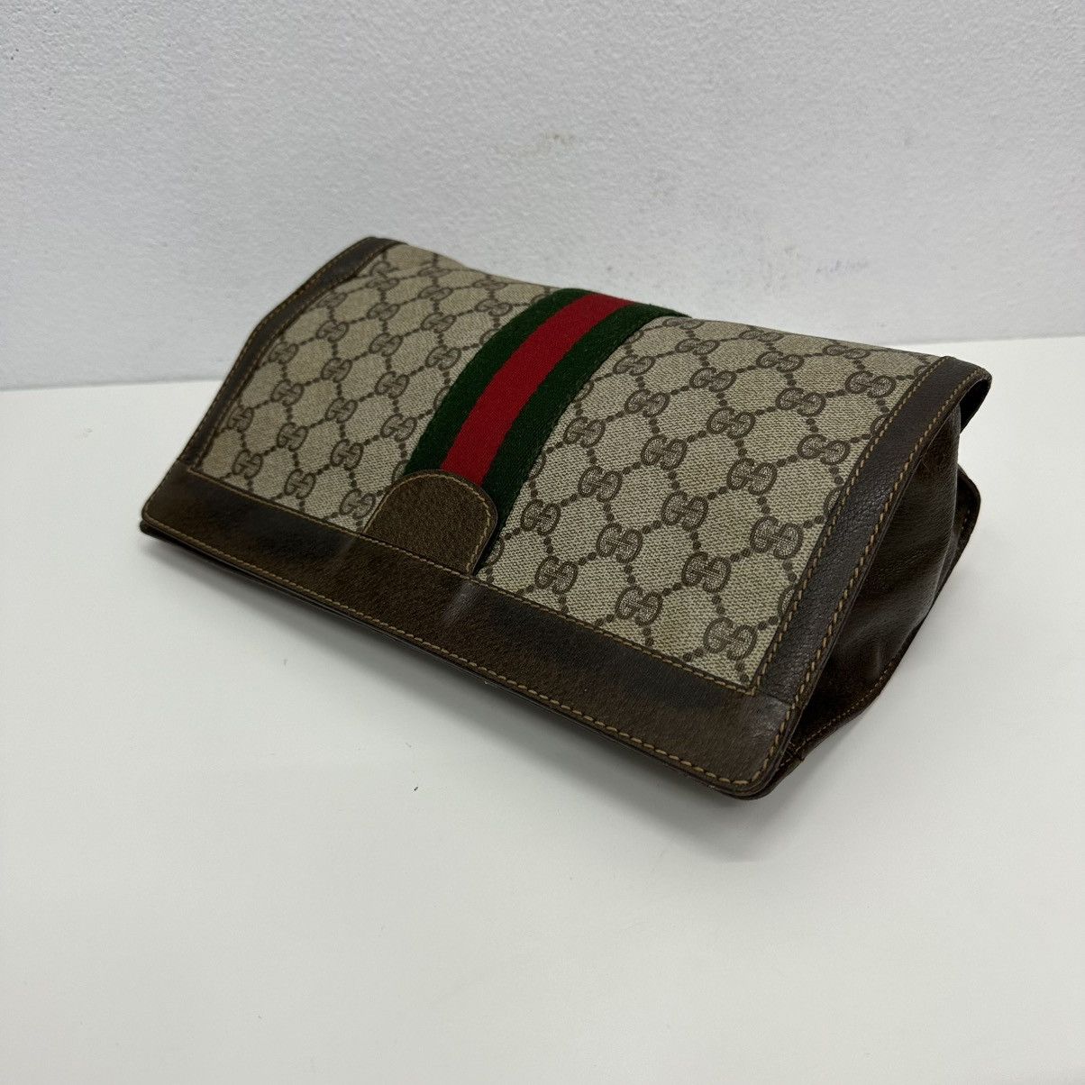 Vintage ‼️YES‼️ AUTHENTIC GUCCI GG SUPREME WEB SHERRY LINE CLUTCH BAG Size ONE SIZE - 6 Thumbnail