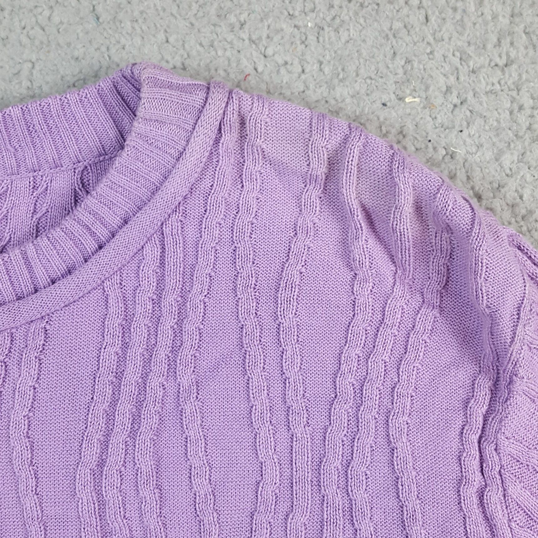 Vintage VINTAGE Y2K Preppy Purple Cable Knit Women's Size L Relaxed Fit Pullover Sweater Size L / US 10 / IT 46 - 4 Thumbnail