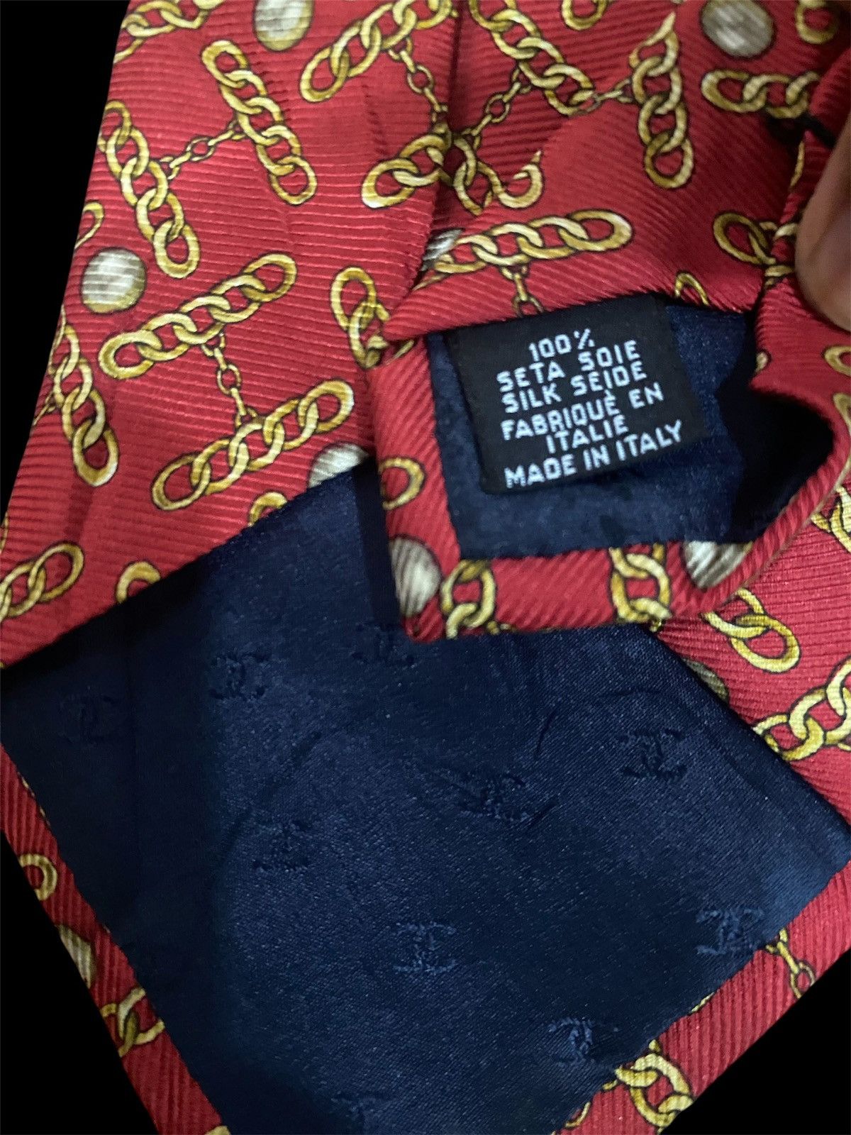 Chanel CHANEL GOLD CHAIN DESIGN SILK TIE Size ONE SIZE - 4 Thumbnail