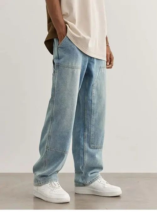 VIBE washed faded double knee carpenter cargo jeans Size US 34 / EU 50 - 3 Thumbnail