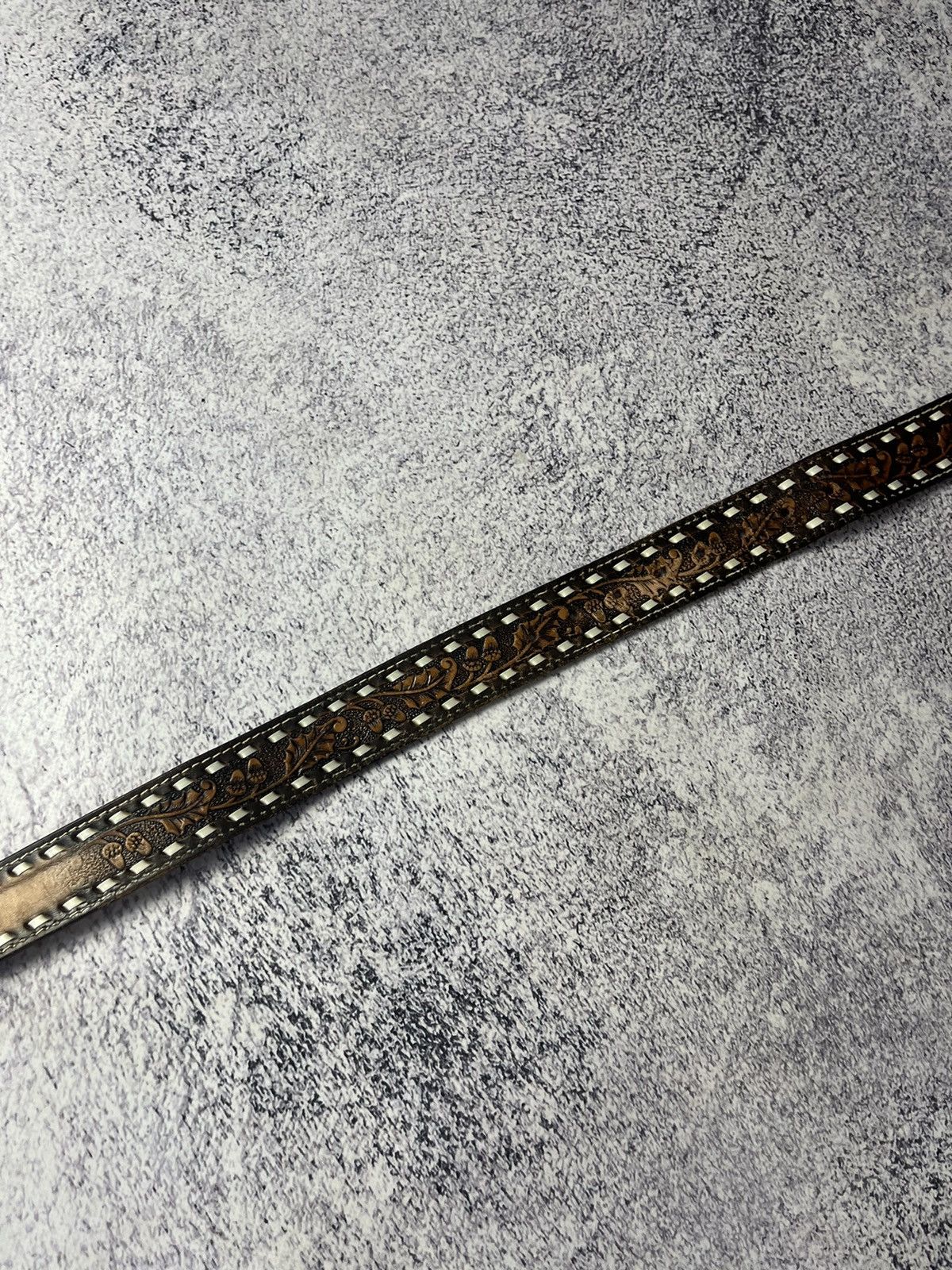 Leather Men’s Vintage Leather Belt Y2K Size ONE SIZE - 19 Thumbnail