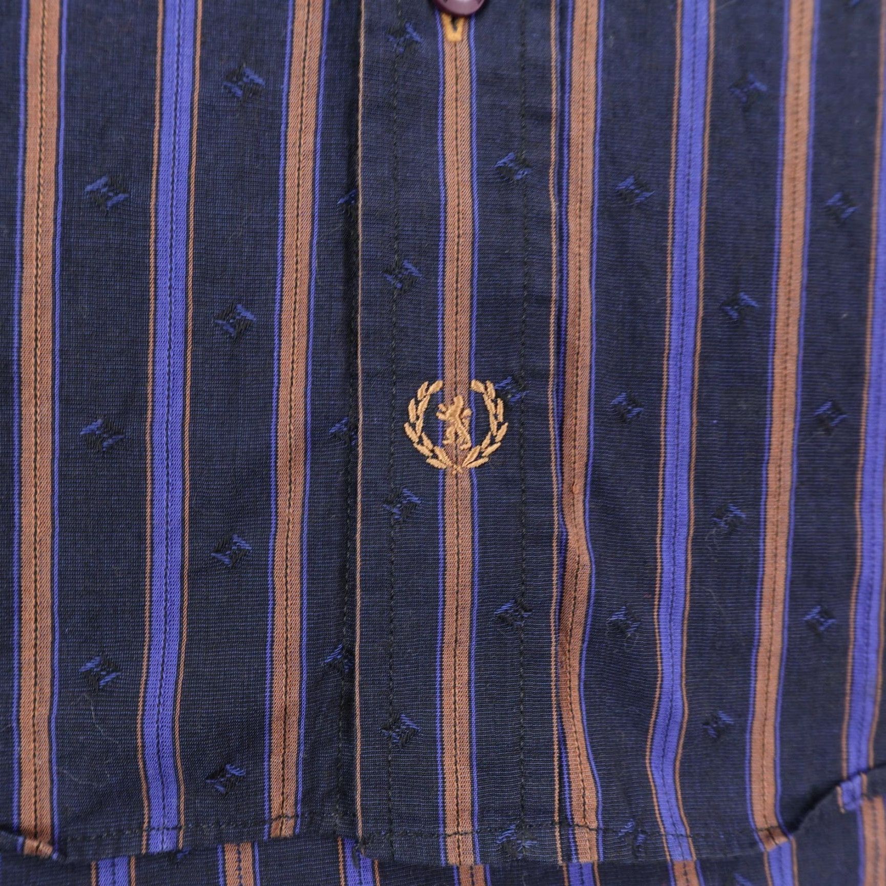 BUGATCHI Bugatchi Uomo Shirt Mens Large Striped Blue Brown Flip Cuffs Button Long Sleeve Size US L / EU 52-54 / 3 - 4 Thumbnail