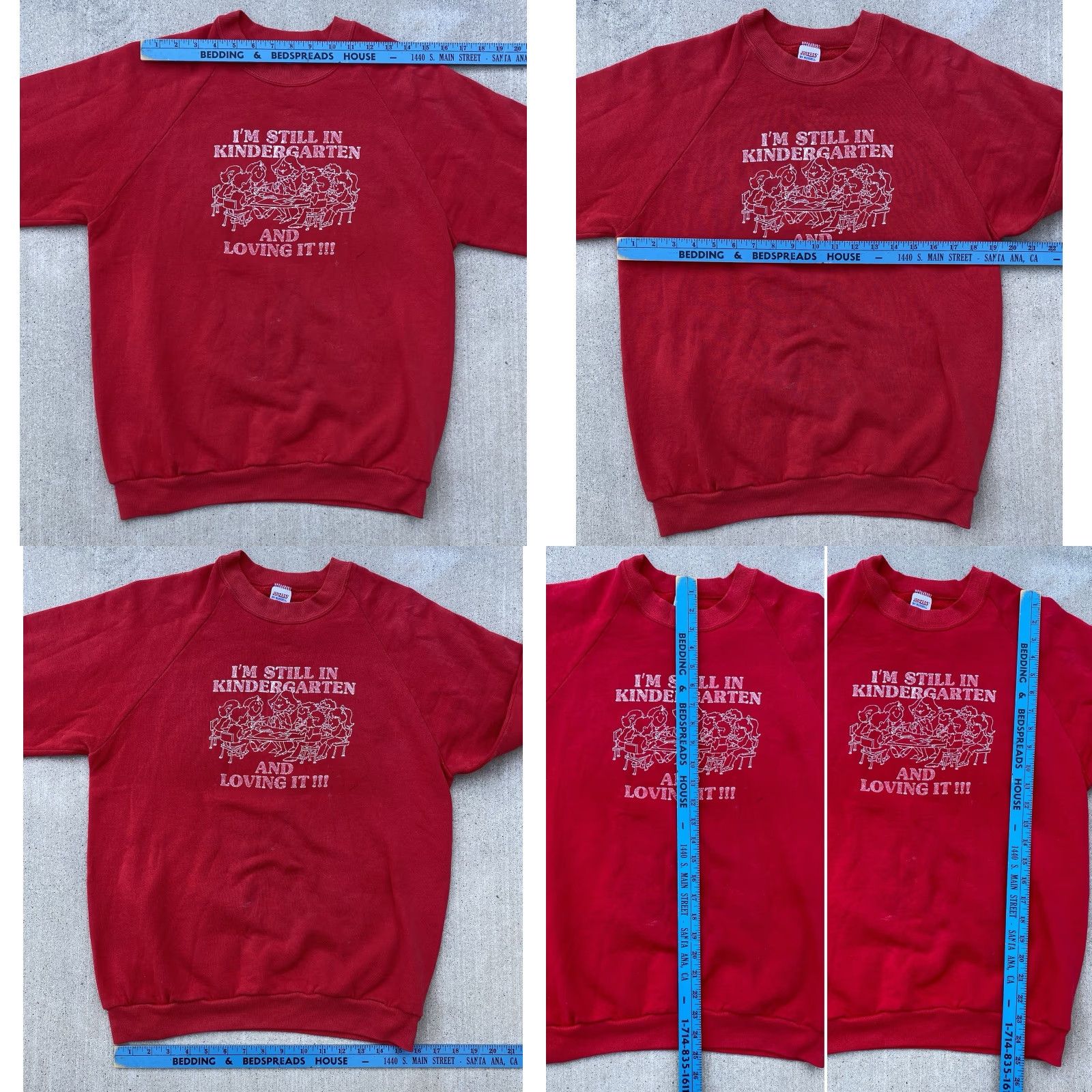 Jerzees VINTAGE Im Still In Kindergarten And Loving It Raglan Sweatshirt Worn Distressed Mens L Red Jerzees Graphic Print Cotton Blend Pullover Long Sleeve Size US L / EU 52-54 / 3 - 11 Thumbnail