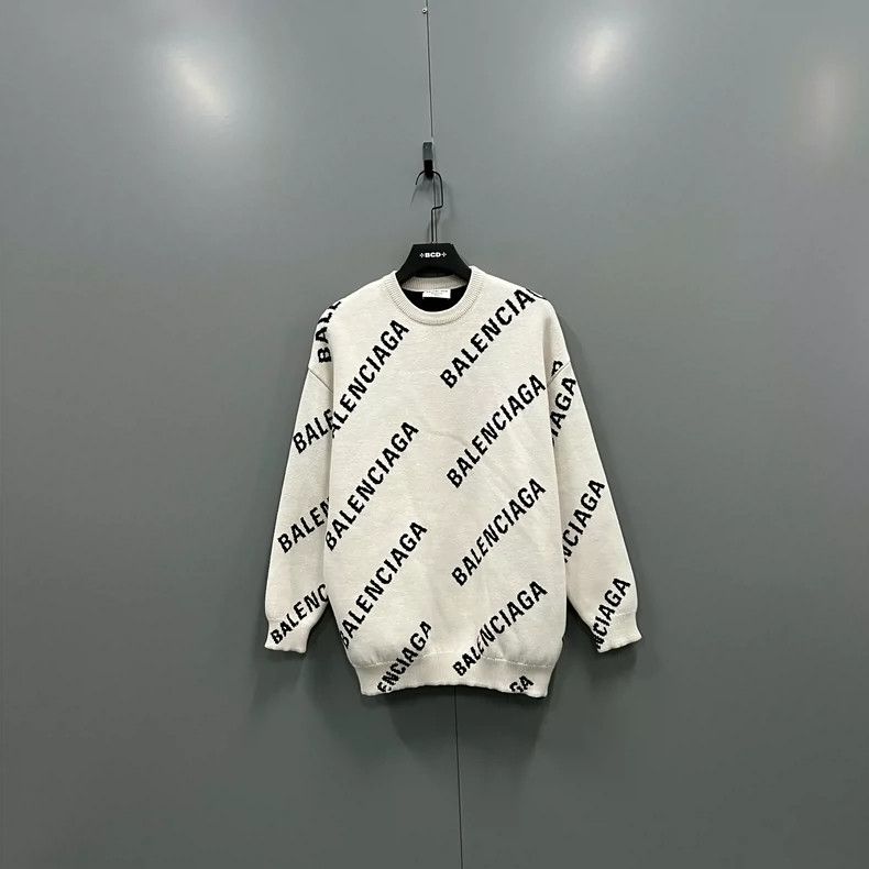 Balenciaga Balenciaga Logo Full Print Knit Sweater Size US XS / EU 42 / 0 - 1 Thumbnail