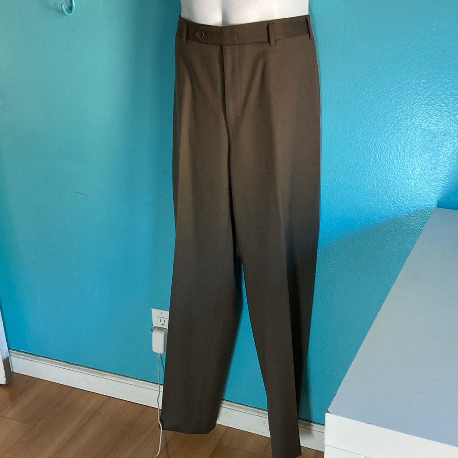 Canali Canali Mens Size 36 X 32 Brown 100% Wool Trousers Dress Pant Size 36R - 5 Thumbnail
