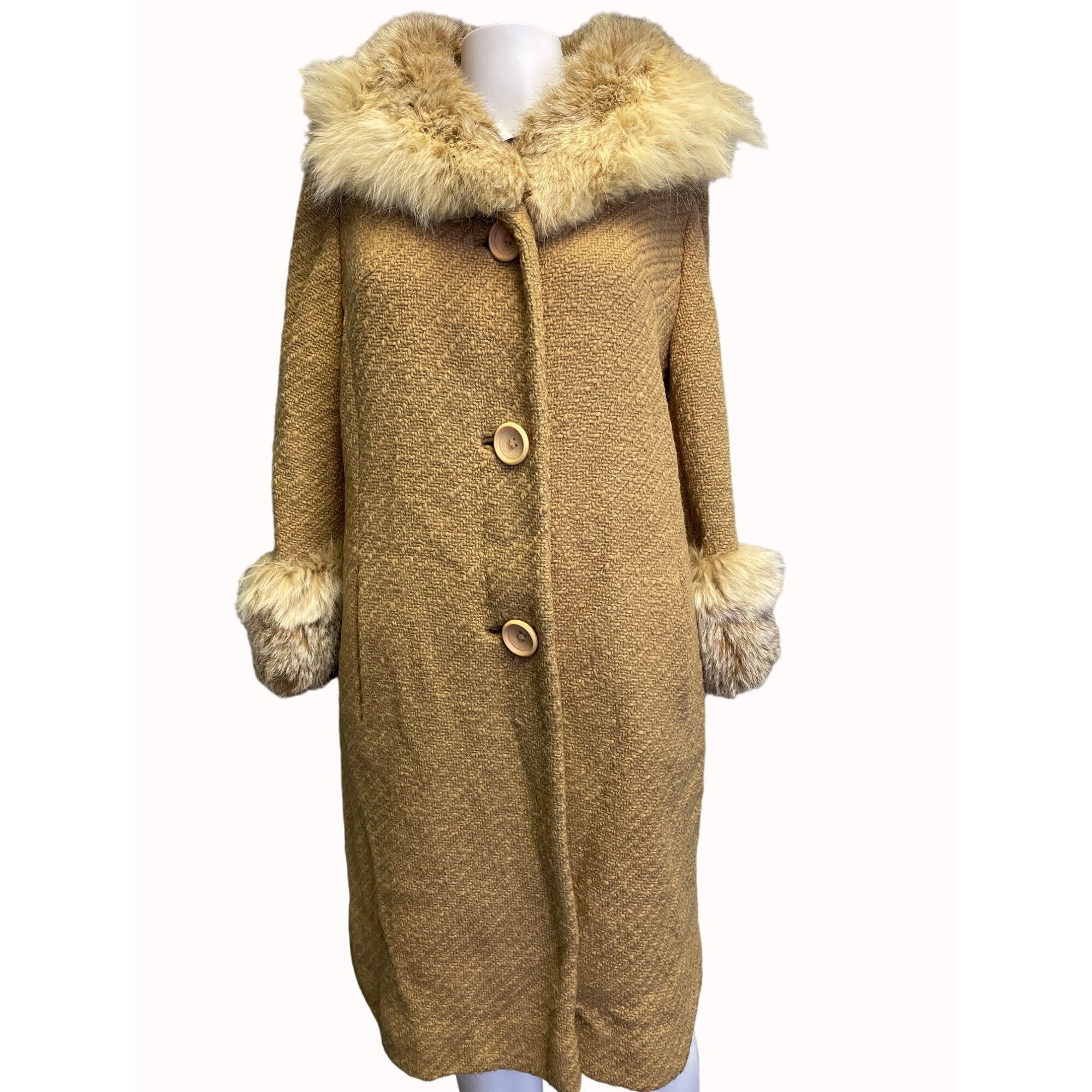 Other Vintage Union Made ILGWU Women's Tan Faux Fur/Wool Coat Size Size S / US 4 / IT 40 - 1 Thumbnail