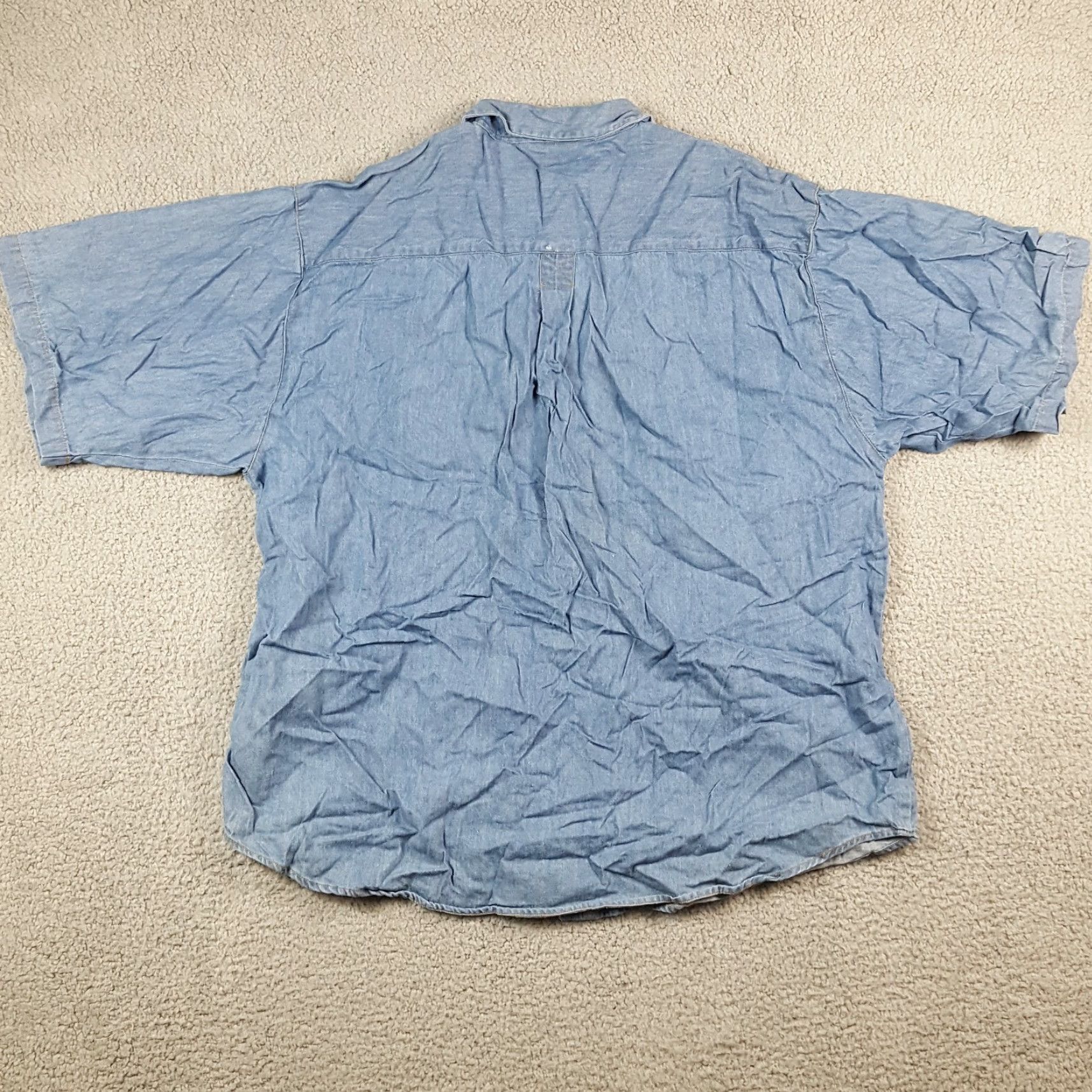 Denime VINTAGE 90s Y2K Denim Shirt Women's Size 22 Casual Short Sleeve Punk Biker Collared Button-Up Size 3XL / US 20-22 - 4 Thumbnail
