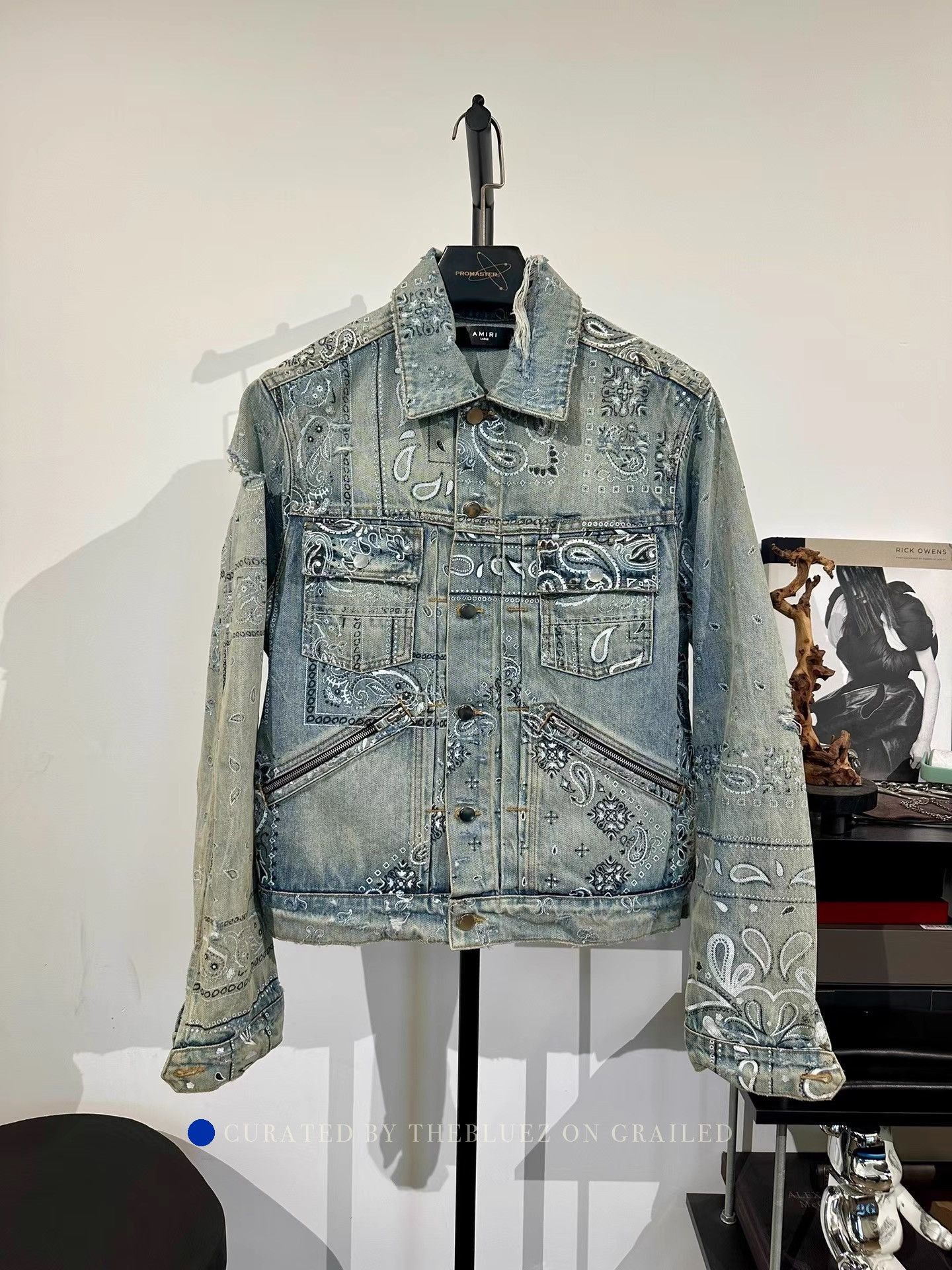 Amiri Blue Denim Jacket with Paisley Embroidery - Size M Size US M / EU 48-50 / 2 - 1 Thumbnail
