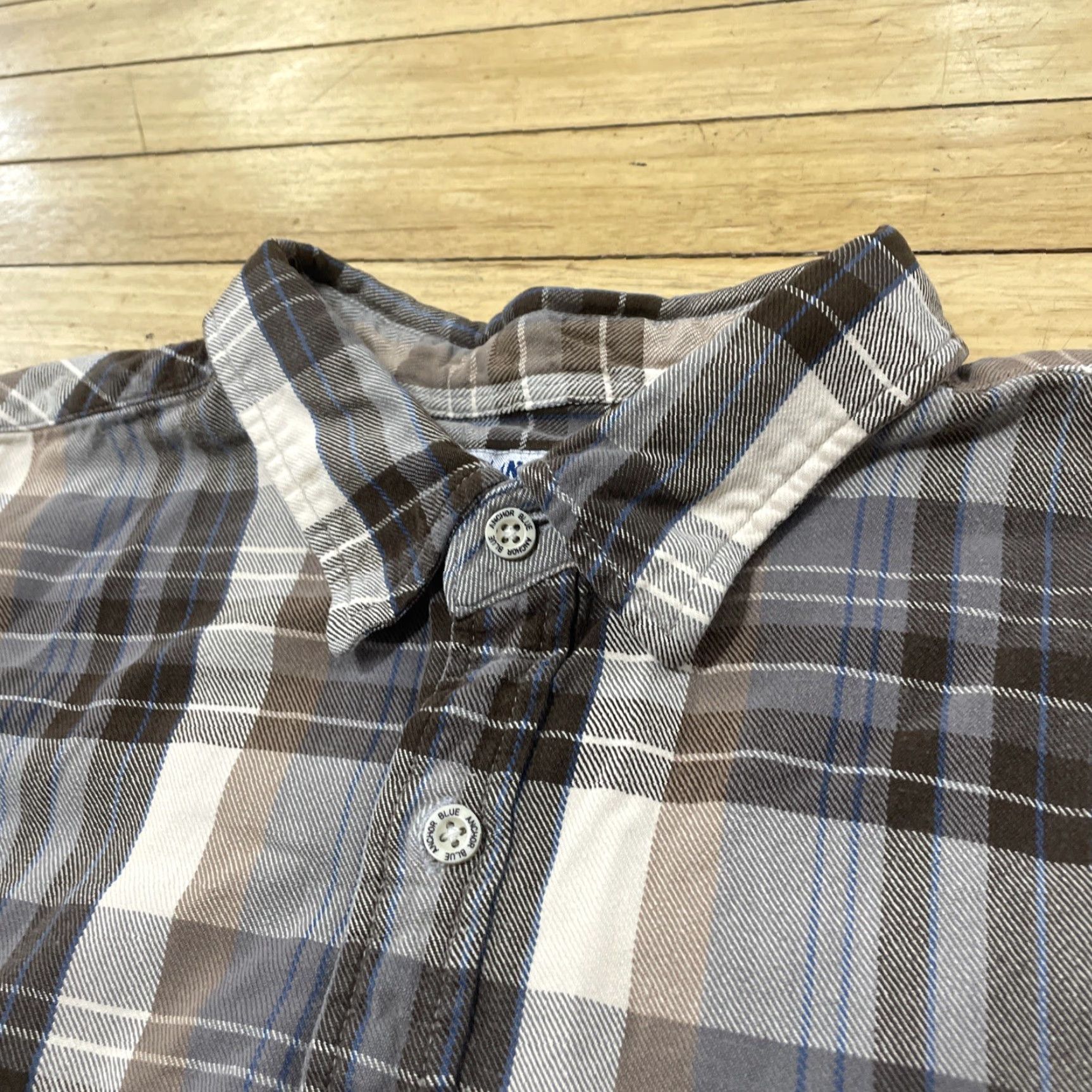Anchor Blue VINTAGE Anchor Blue Button-Up Shirt Men XL Brown Cream Plaid Flannel Western 90s Y2K Skate Caps? Size US XL / EU 56 / 4 - 6 Thumbnail