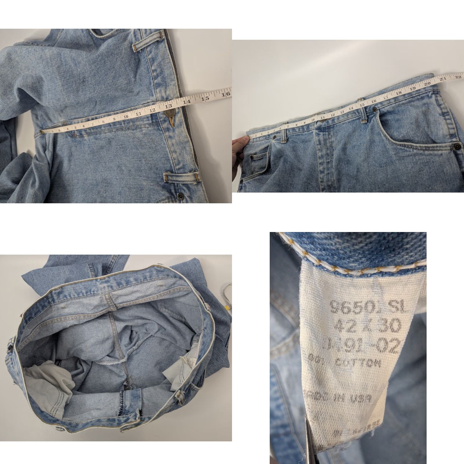 Wrangler VINTAGE Wrangler Jeans Mens 42x30 Light Blue Denim Made in USA 96501SL Wrangler 42 Jeans Mens USA Blue Denim 90s Vintage Straight Fit 96501SL Size US 41 - 8 Thumbnail