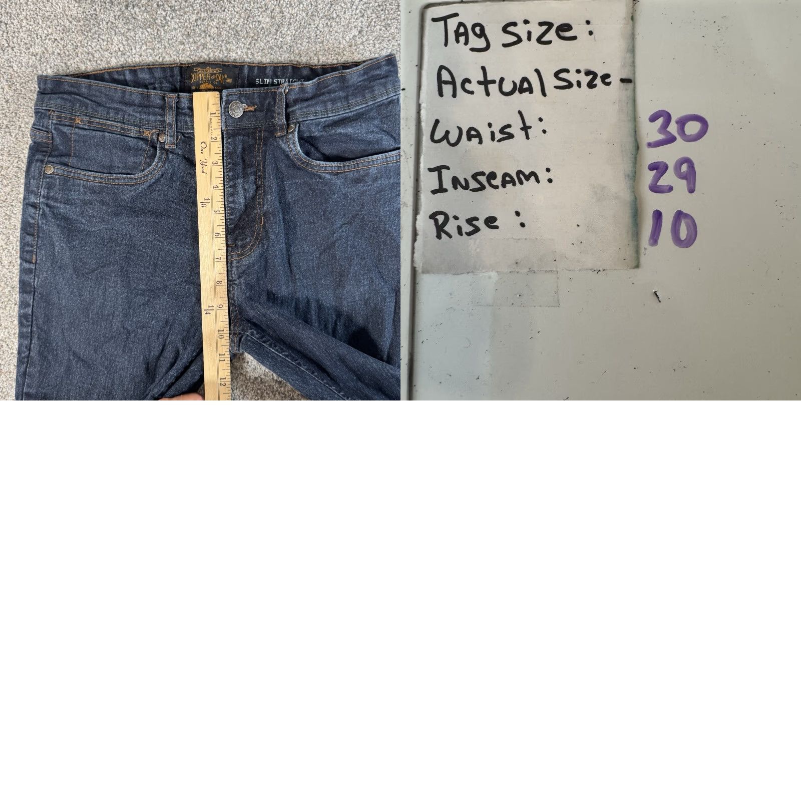 Vintage Copper & Oak Supply Co Slim Straight Jeans Mens 30X29 Medium Wash Denim 5-Pocket City Cowboy USA Casual Mens Size US 30 / EU 46 - 9 Thumbnail