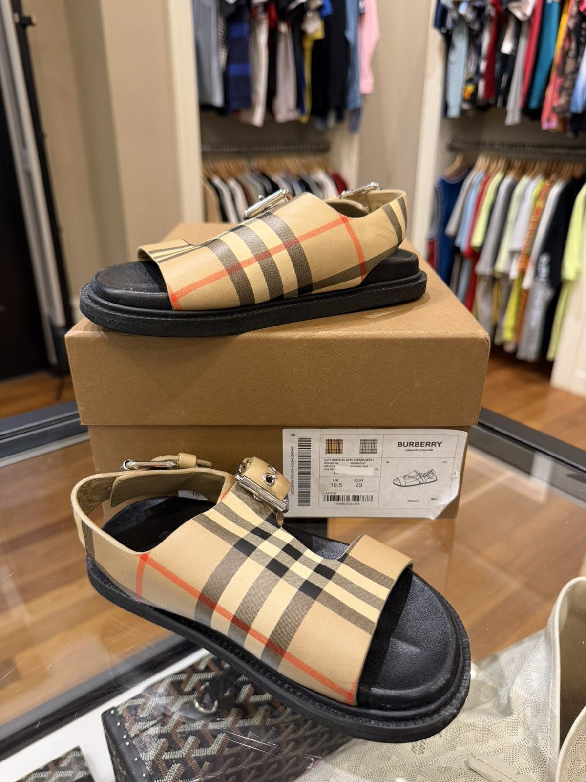 Burberry Burberry KIDS Bertha Checkered Sandals (12C) Size US 5 / EU 37 - 4 Thumbnail