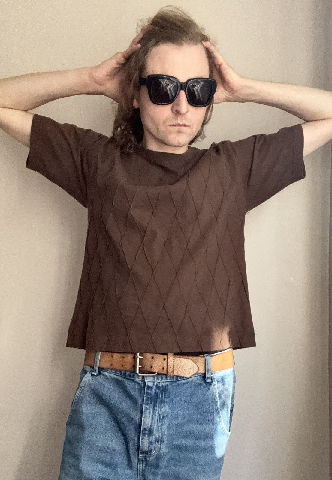 Issey Miyake Issey Miyake Men SS02 Textured Diamond Knit Tee Size US M / EU 48-50 / 2 - 13 Thumbnail