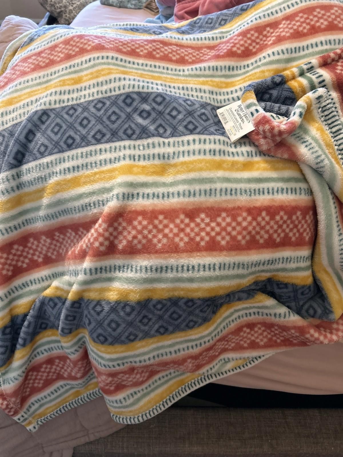 Other Plush Fleece Throw Blanket Southwestern Striped Boho 50”x72” Size ONE SIZE - 3 Thumbnail