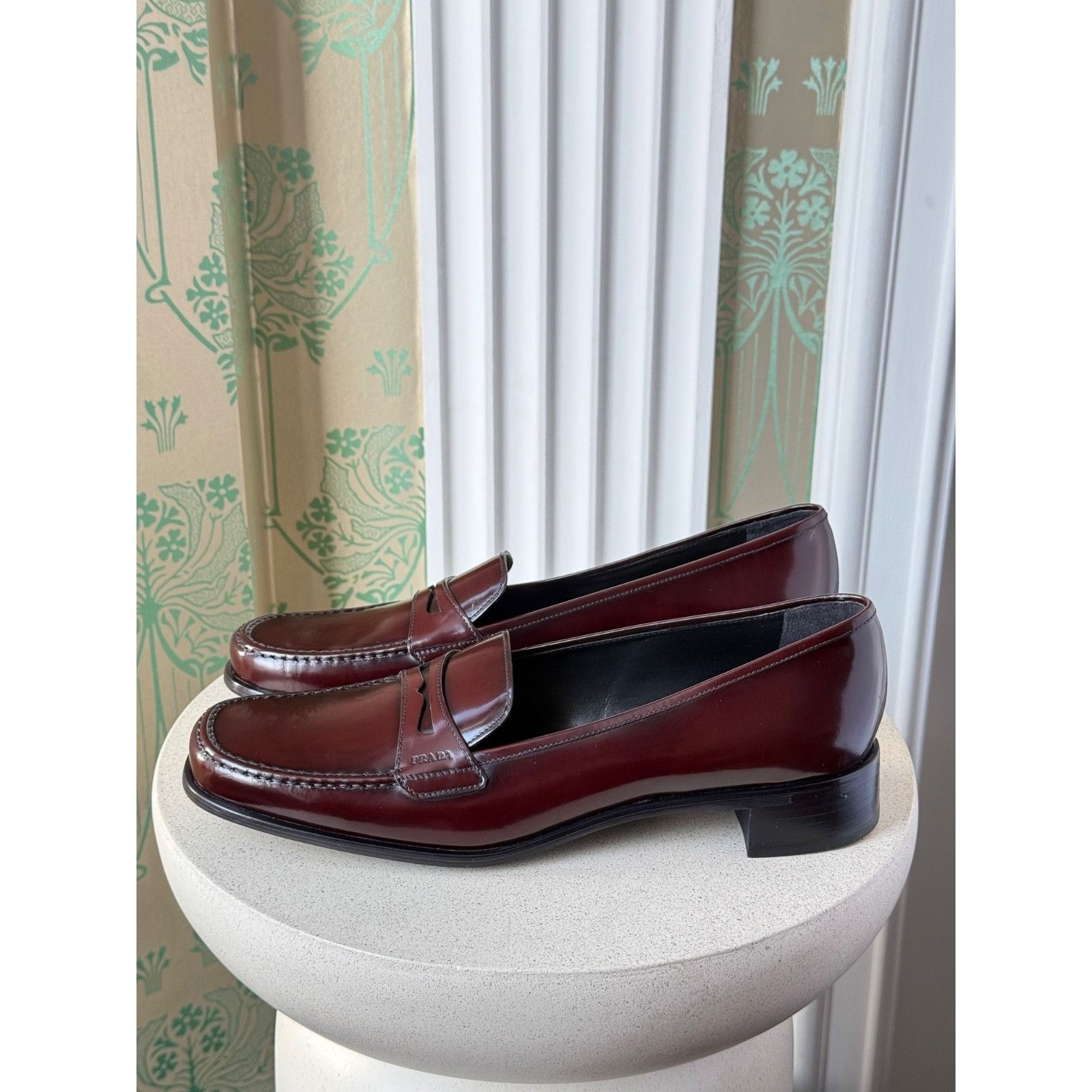 Prada NEW Prada Brushed Leather Cherry Red Womens Loafers Shoes Size US 11 / IT 41 - 1 Thumbnail