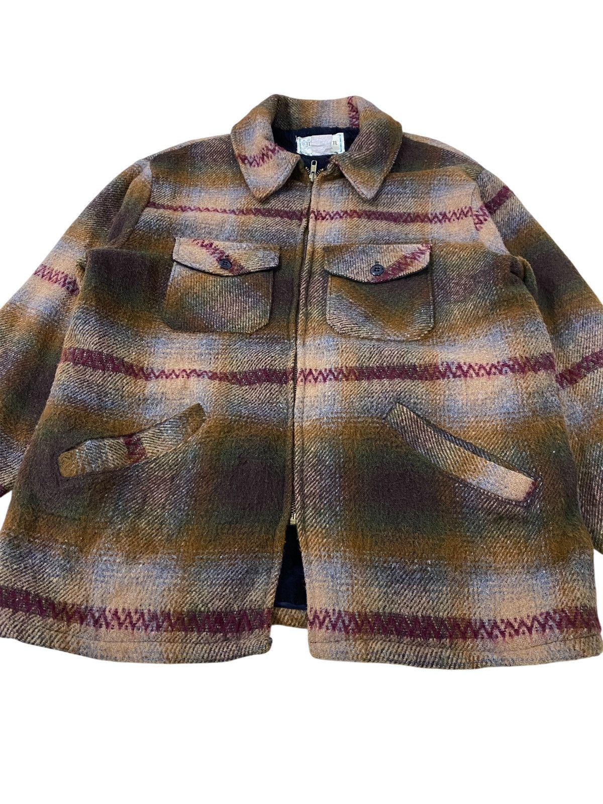 Vintage 50s Melton recycled wool blouson tartan jacket J5 Size US L / EU 52-54 / 3 - 7 Thumbnail