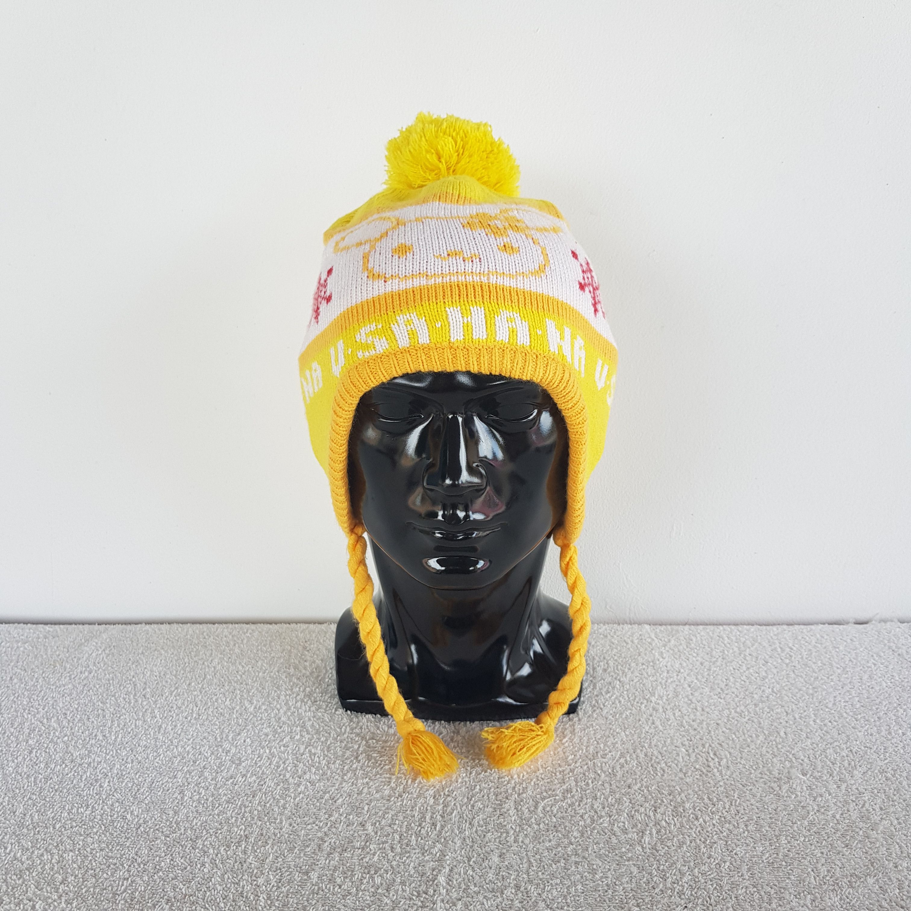 Homespun Knitwear × Other Vintage Usahana Japanese Cartoon Earflap Beanie Ski Caps Hat Size ONE SIZE - 2 Thumbnail