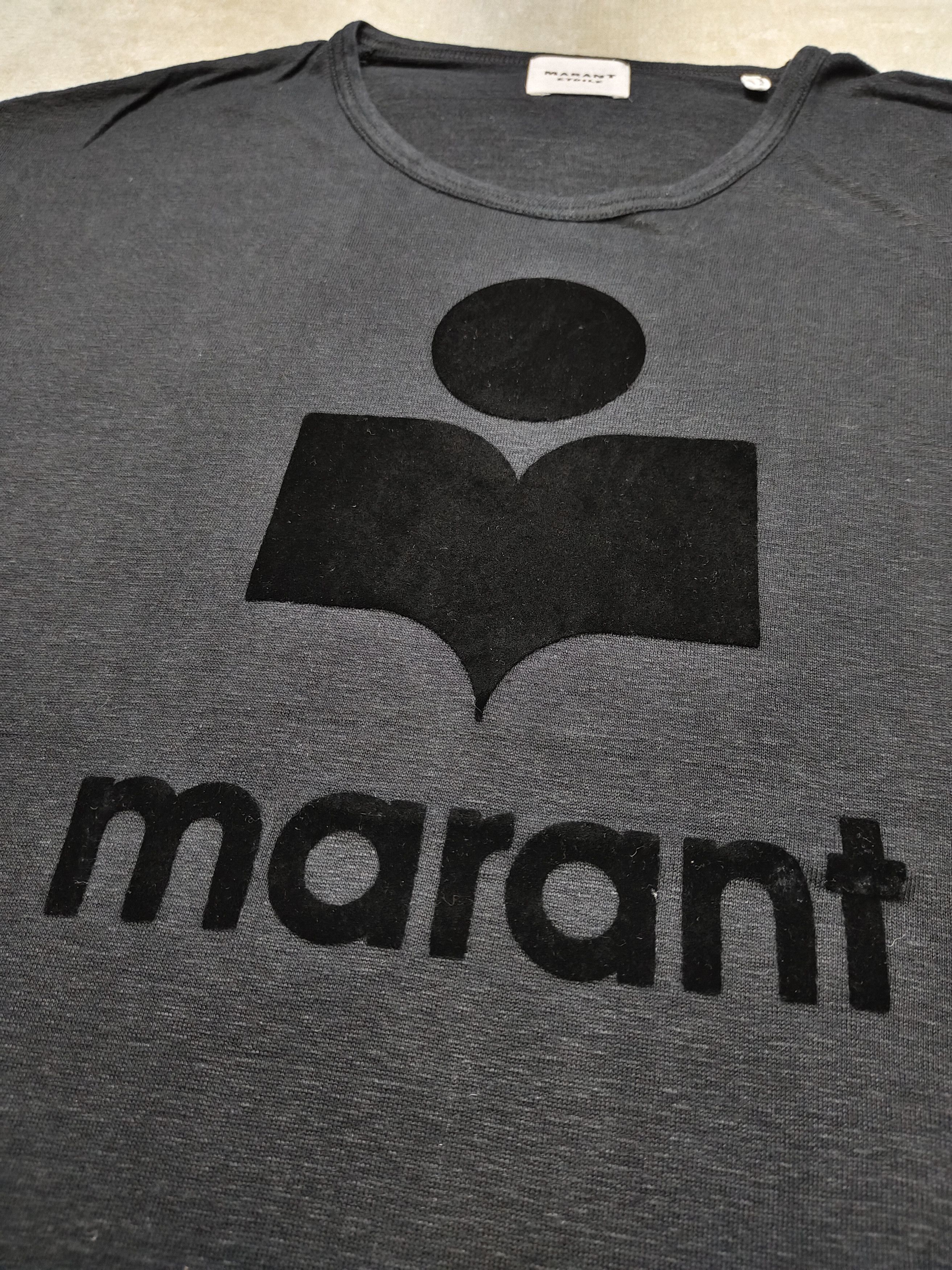 Isabel Marant Etoile DOPE🔥Marant Etoile Velvet Logo Linen Tshirt Size M / US 6-8 / IT 42-44 - 3 Thumbnail